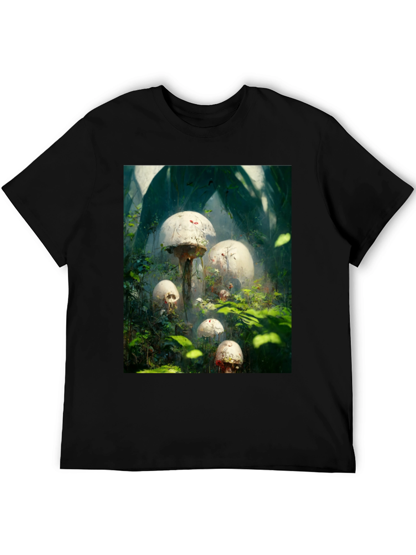 Mystic Mushroom Garden Black T-Shirt