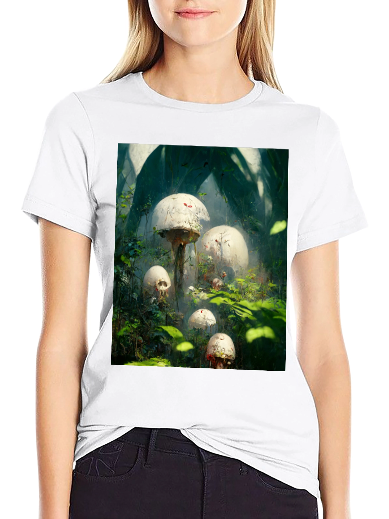 Mystic Mushroom Garden Black T-Shirt