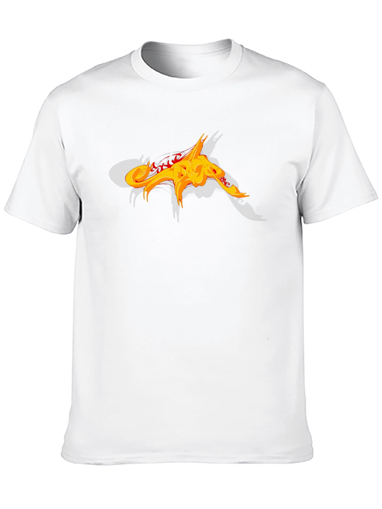 Black T-Shirt with Abstract Fiery Graphic Design