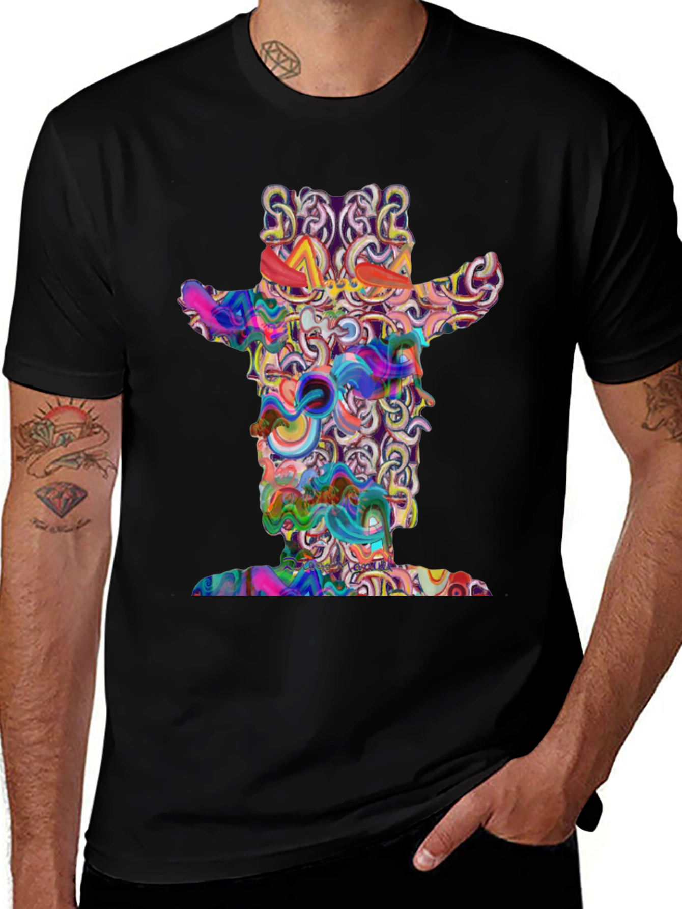 Abstract Cowboy Graphic T-Shirt