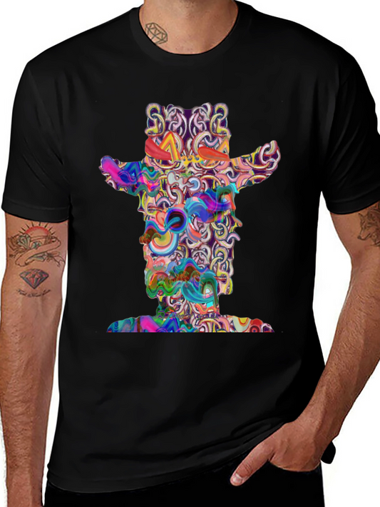Abstract Cowboy Graphic T-Shirt
