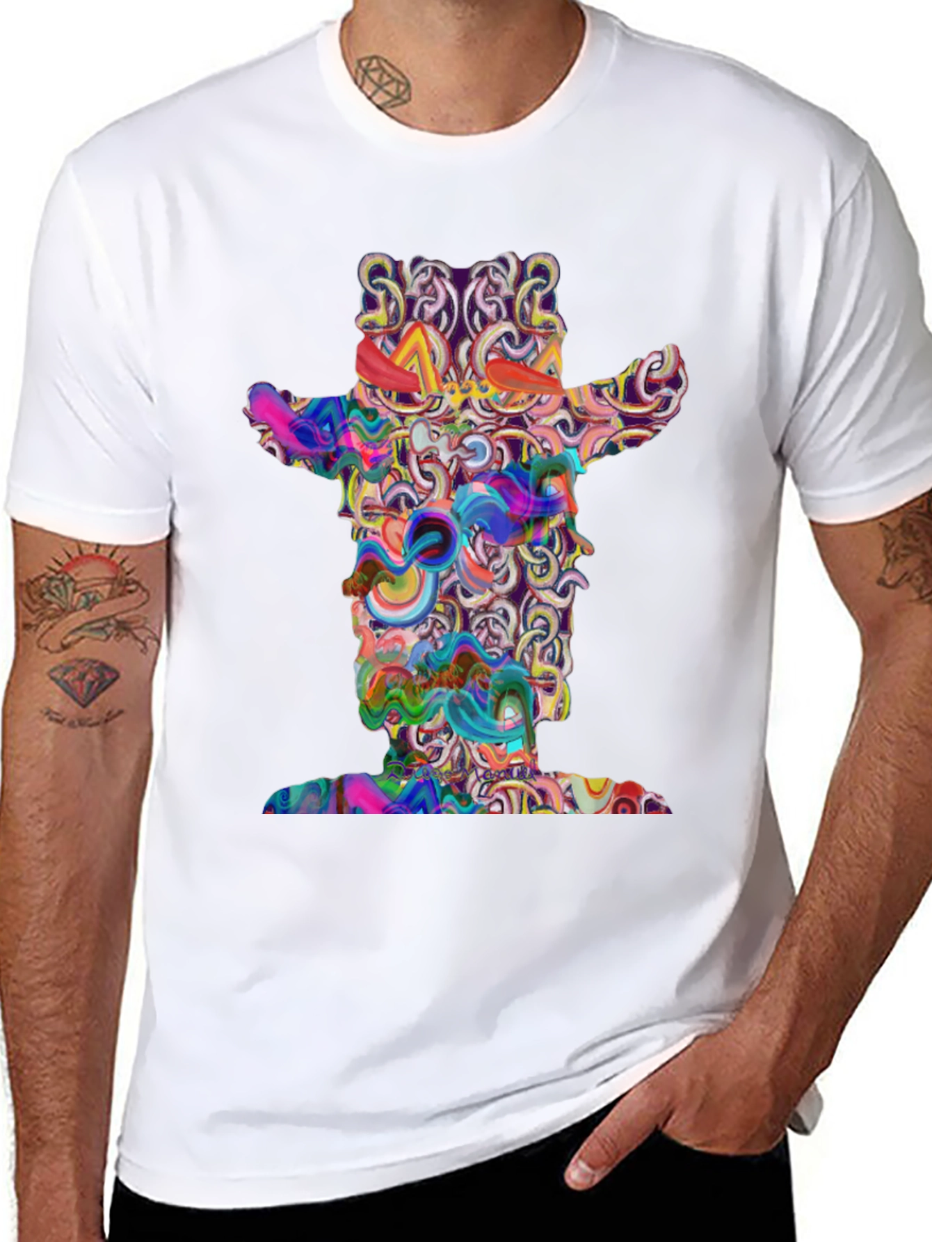 Abstract Cowboy Graphic T-Shirt