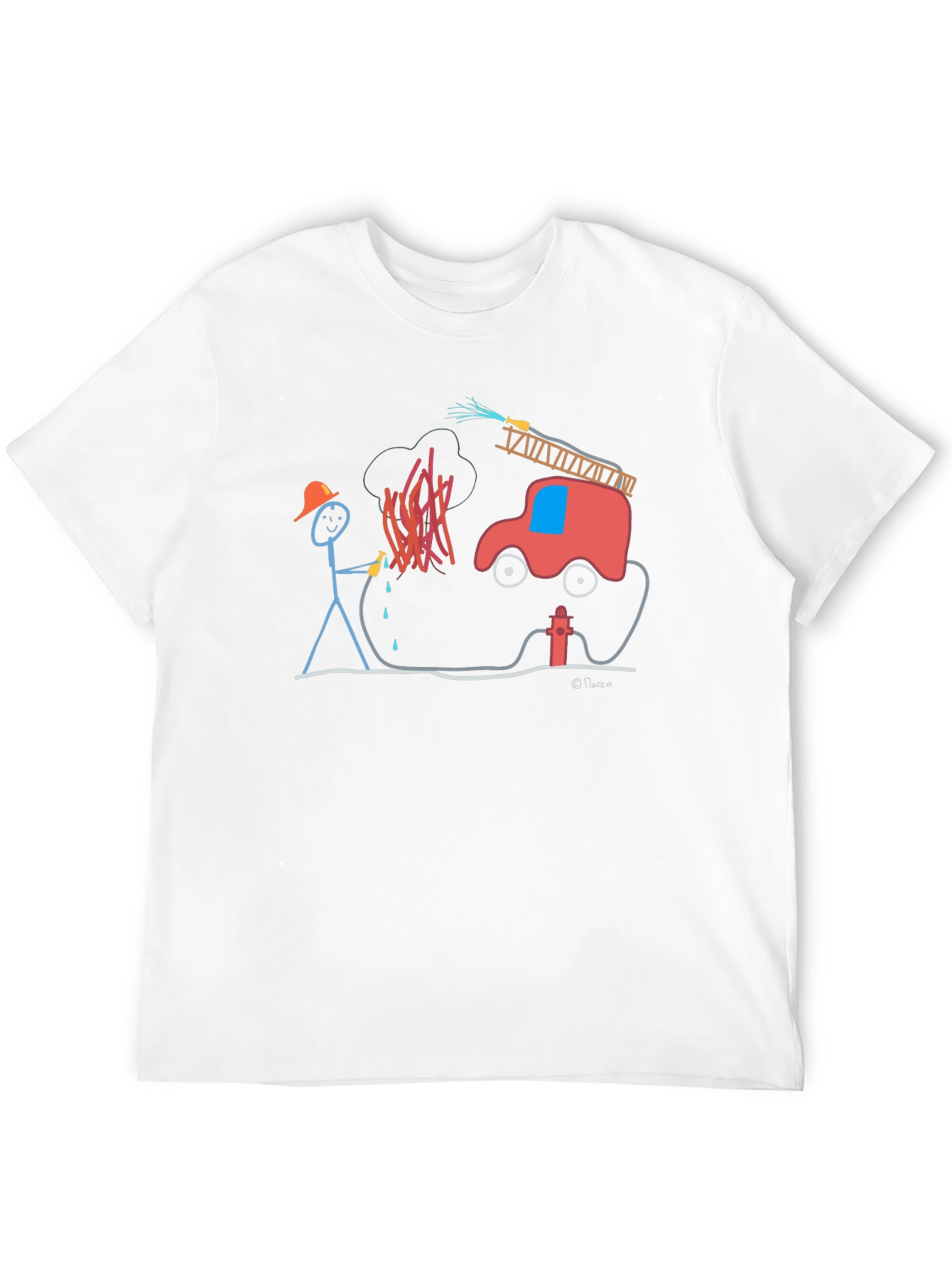 Stick Figure Firefighter Graphic Tee