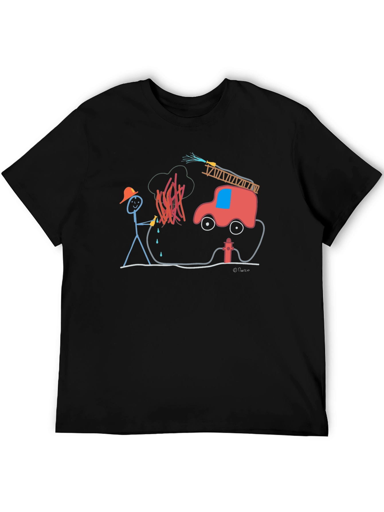 Stick Figure Firefighter Graphic Tee