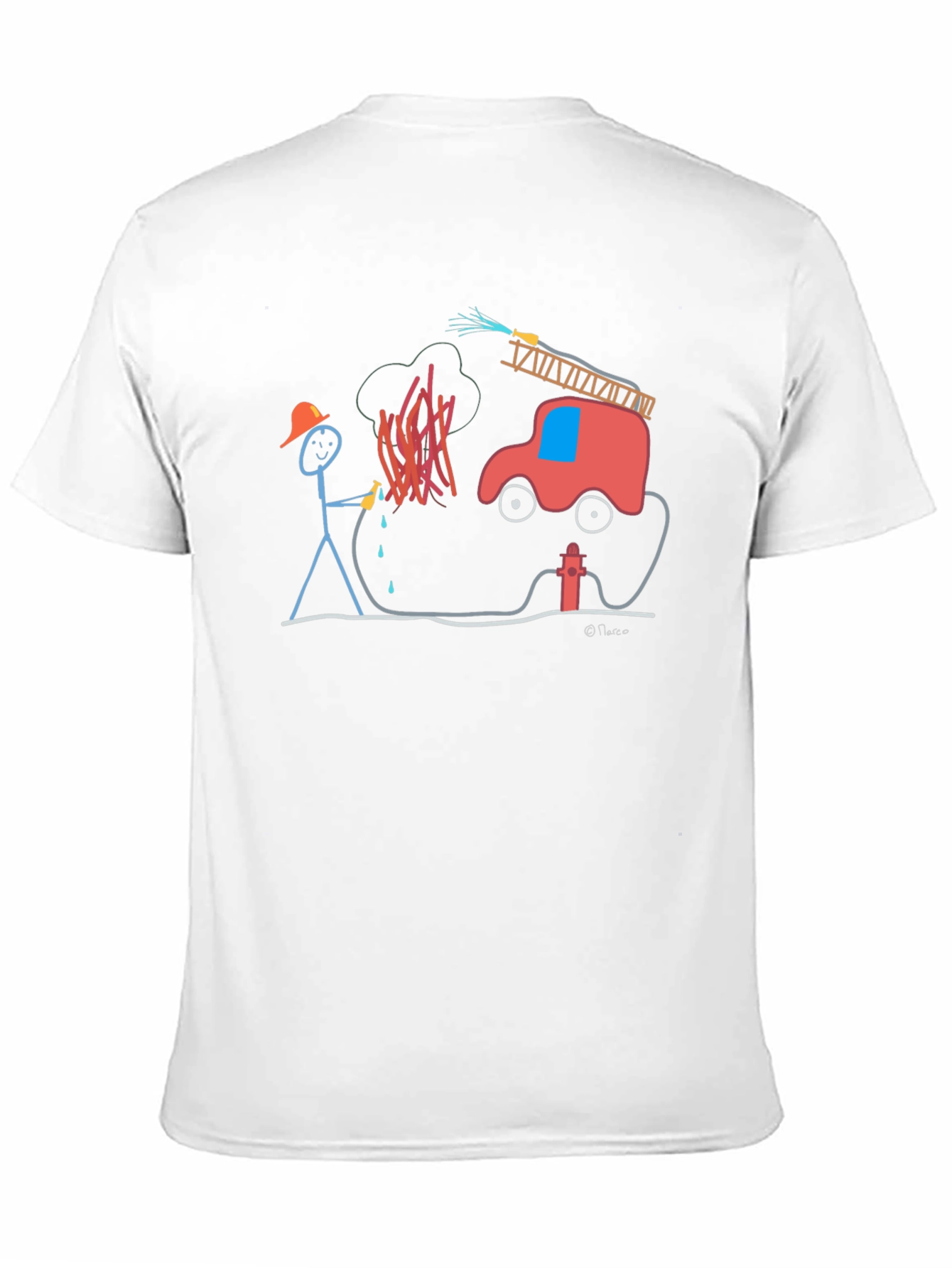 Stick Figure Firefighter Graphic Tee