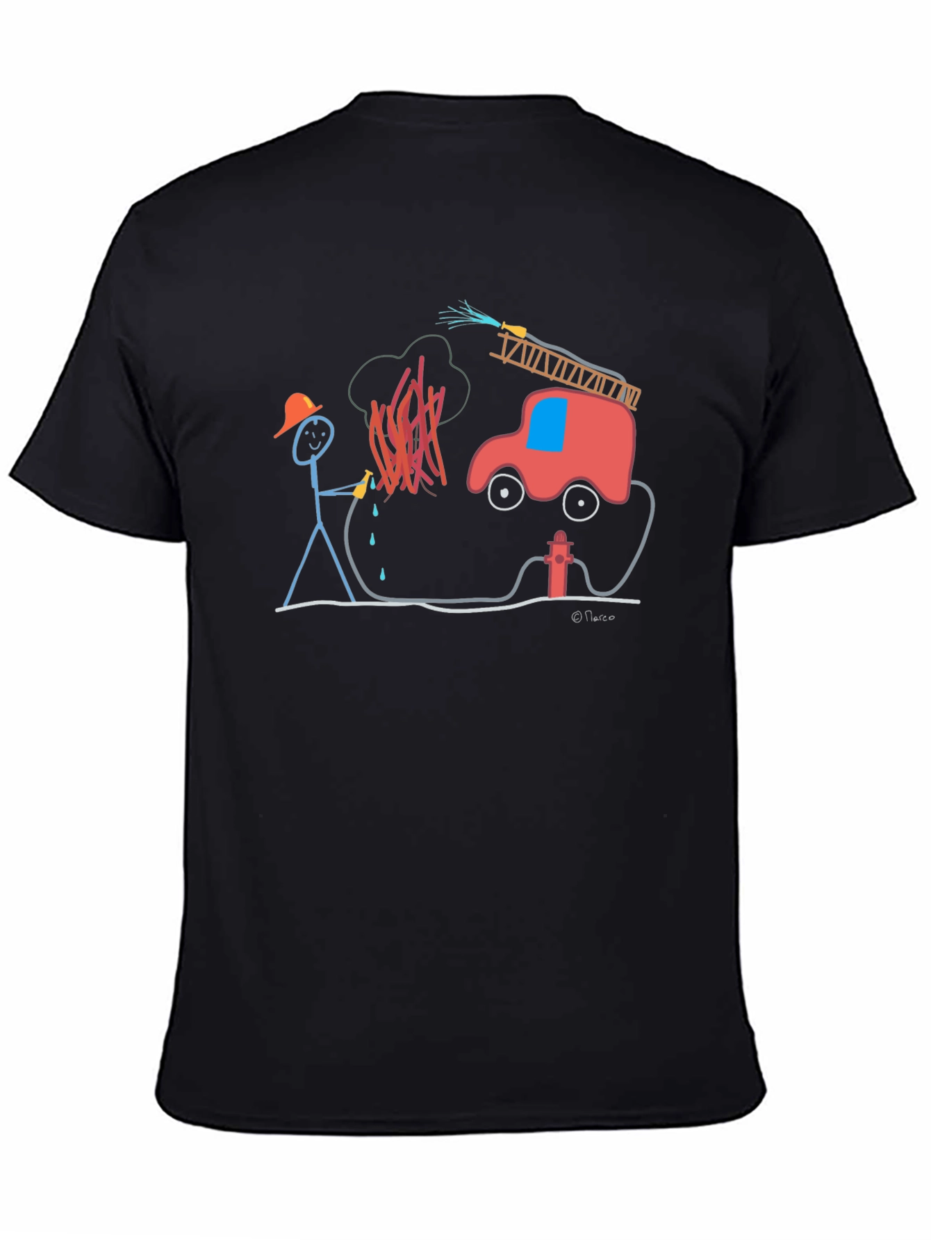 Stick Figure Firefighter Graphic Tee