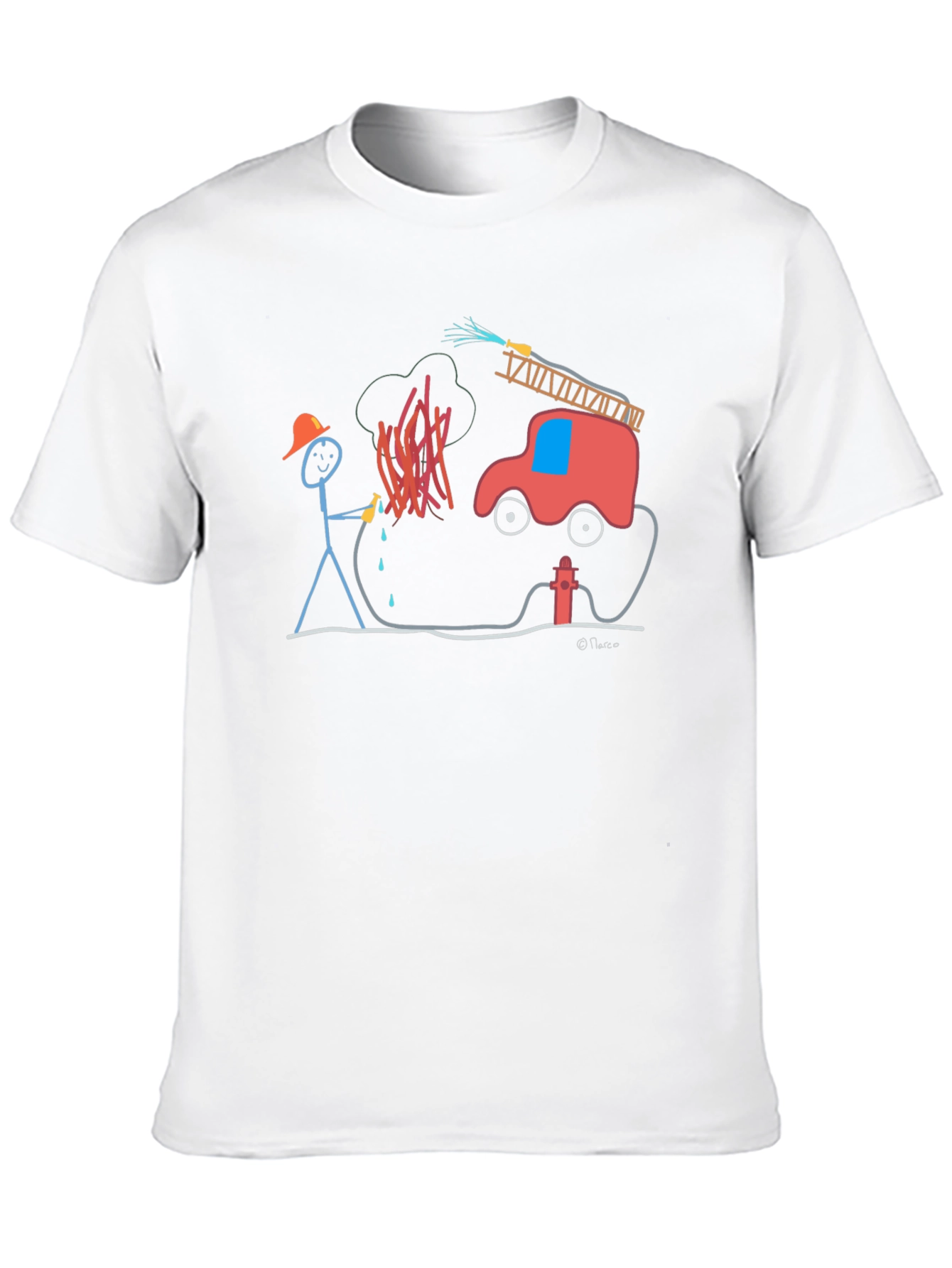 Stick Figure Firefighter Graphic Tee