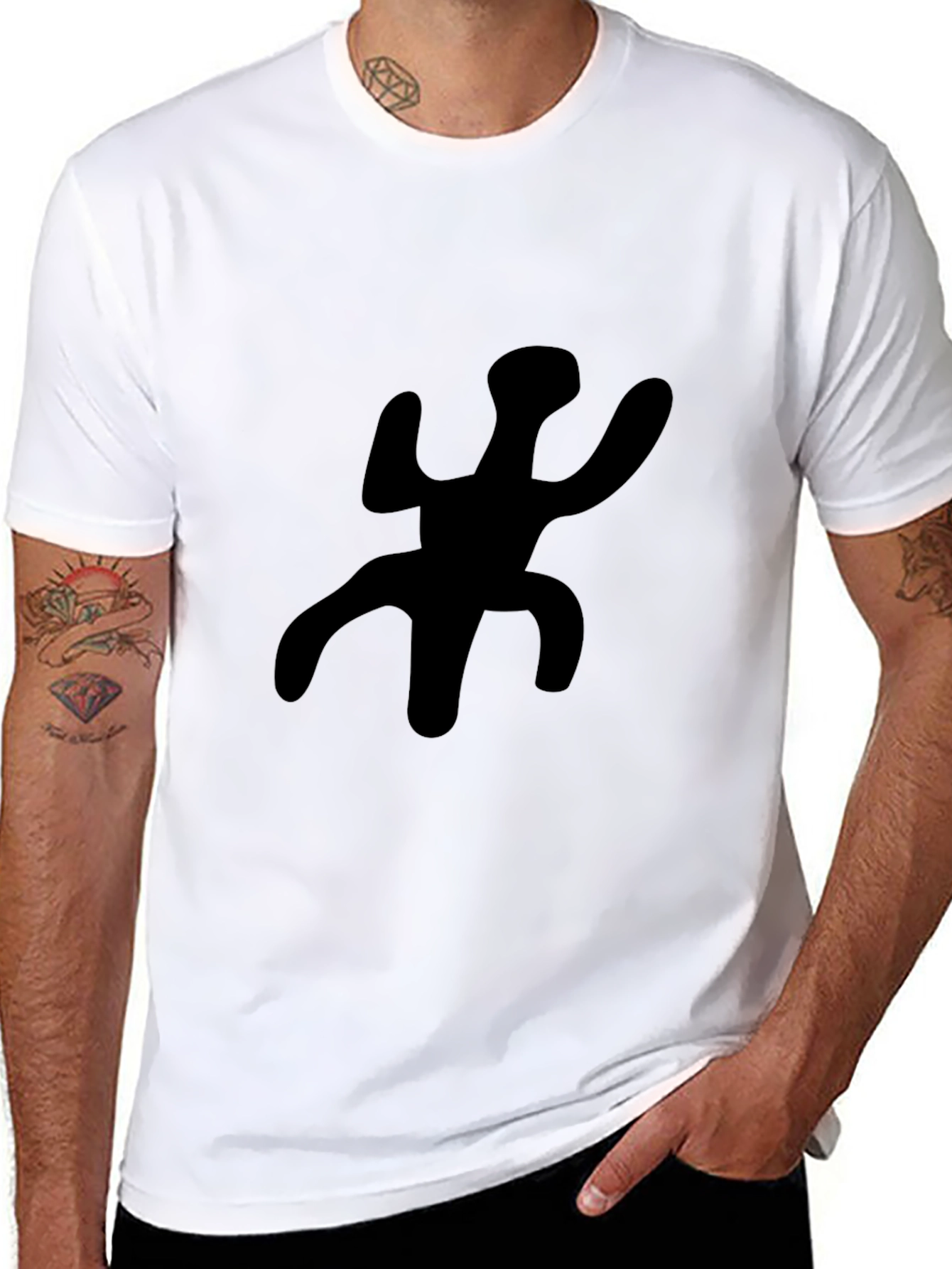 Abstract Silhouette Graphic Tee - Black Casual T-Shirt