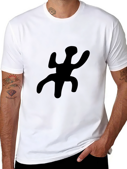 Abstract Silhouette Graphic Tee - Black Casual T-Shirt