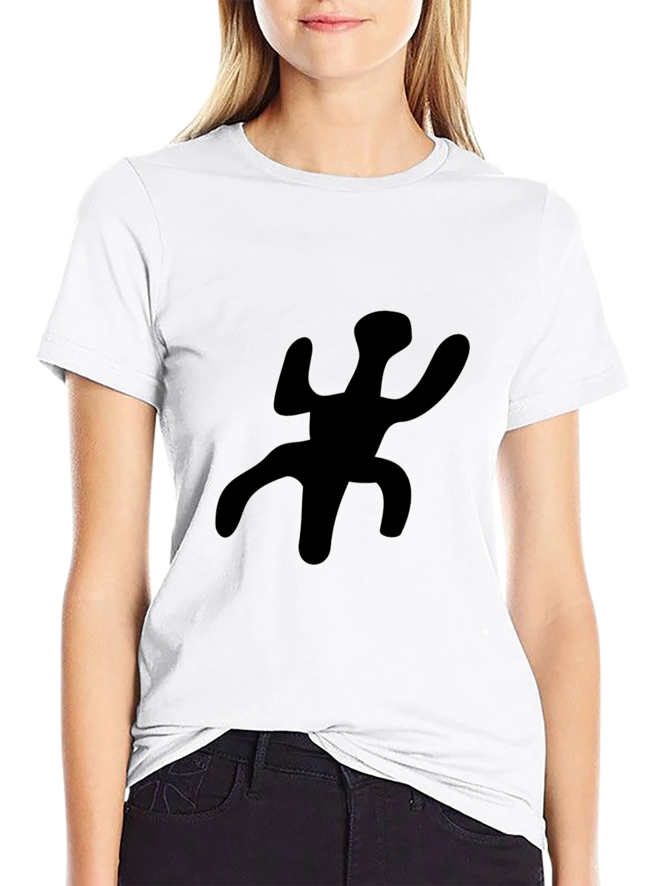 Abstract Silhouette Graphic Tee - Black Casual T-Shirt