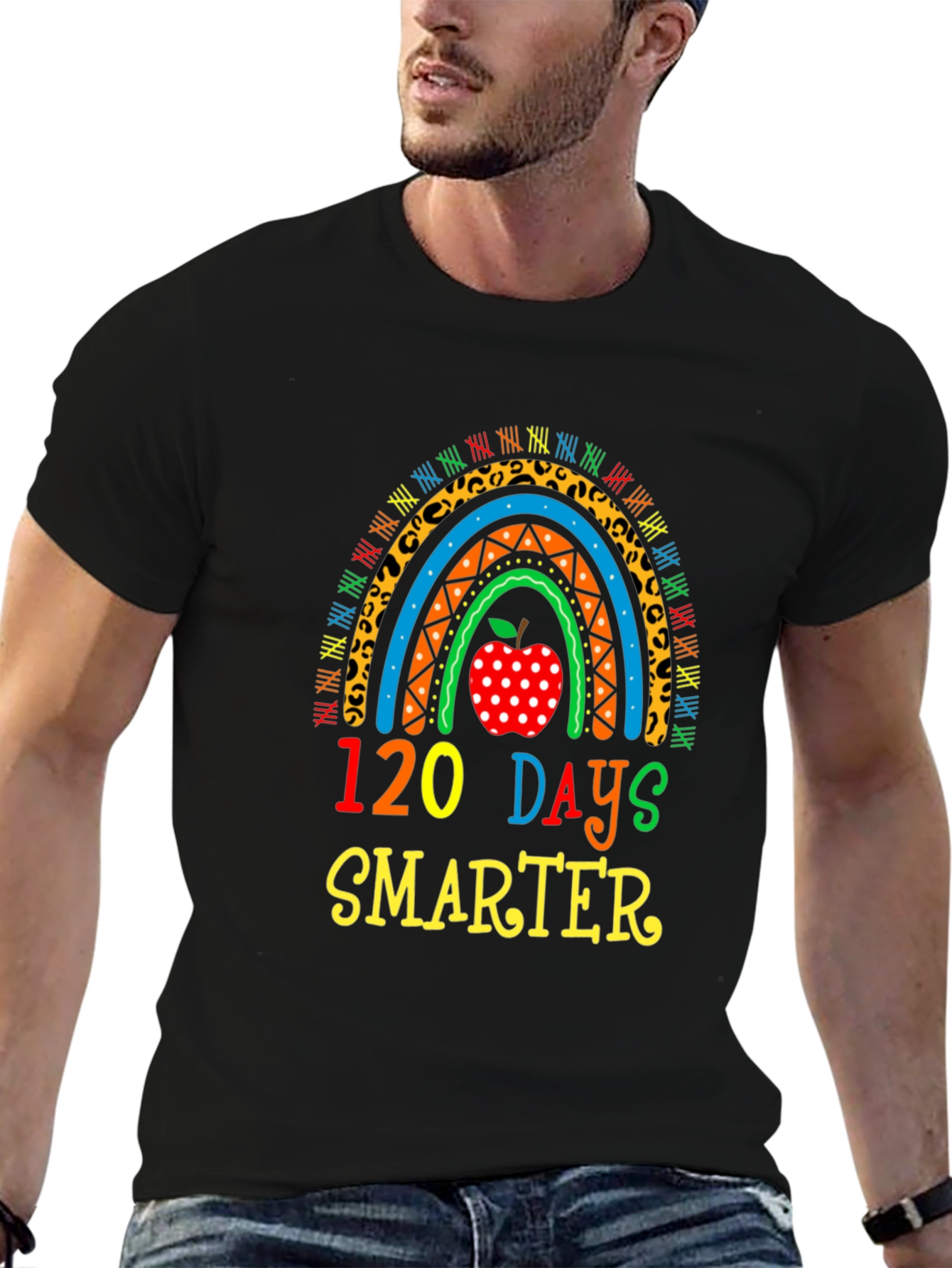 120 Days Smarter Teacher Rainbow T-Shirt
