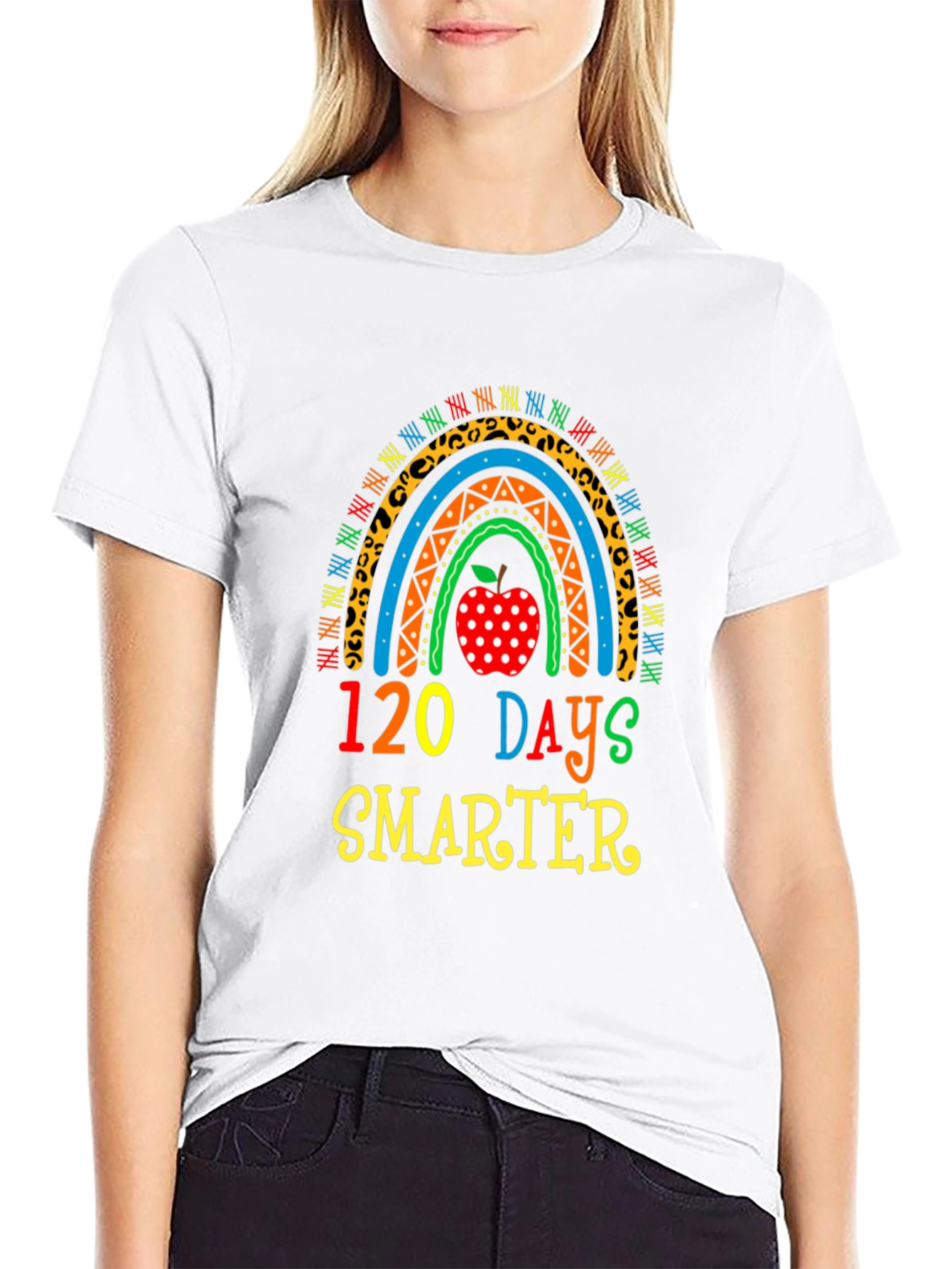 120 Days Smarter Teacher Rainbow T-Shirt