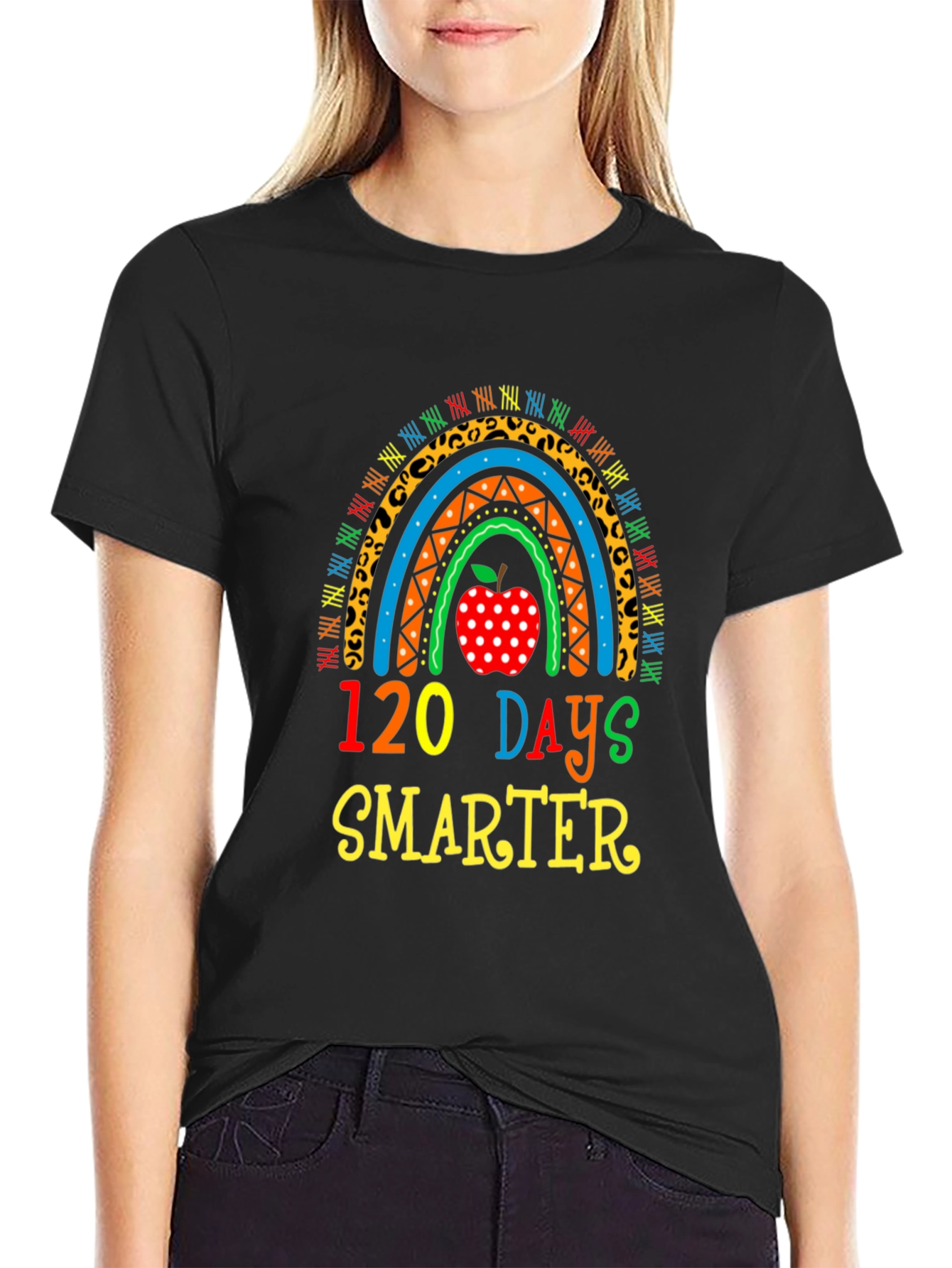 120 Days Smarter Teacher Rainbow T-Shirt