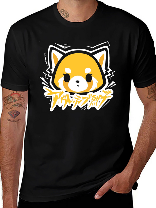 Aggretsuko Anime Graphic Tee - Black Cotton T-Shirt