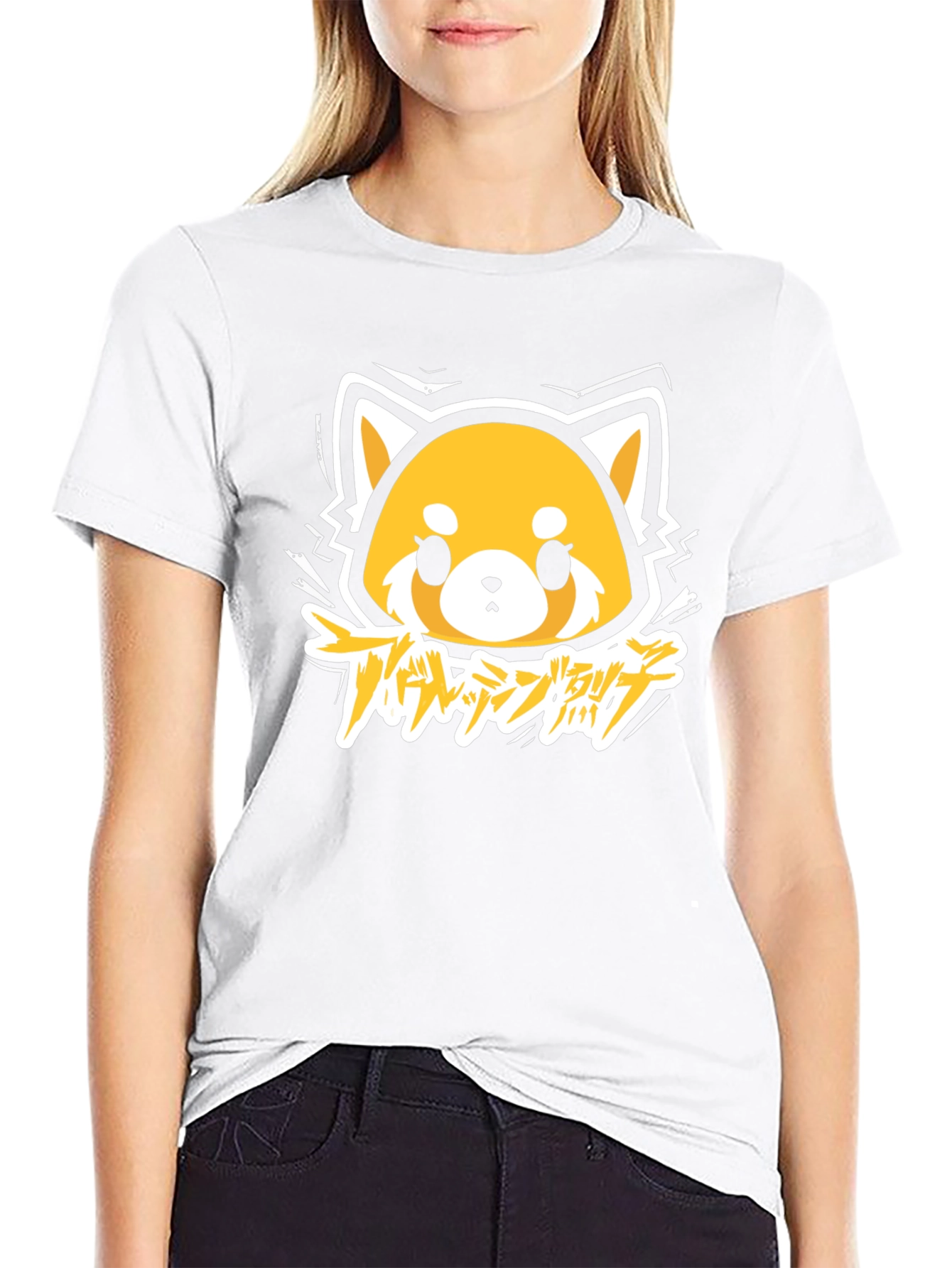 Aggretsuko Anime Graphic Tee - Black Cotton T-Shirt