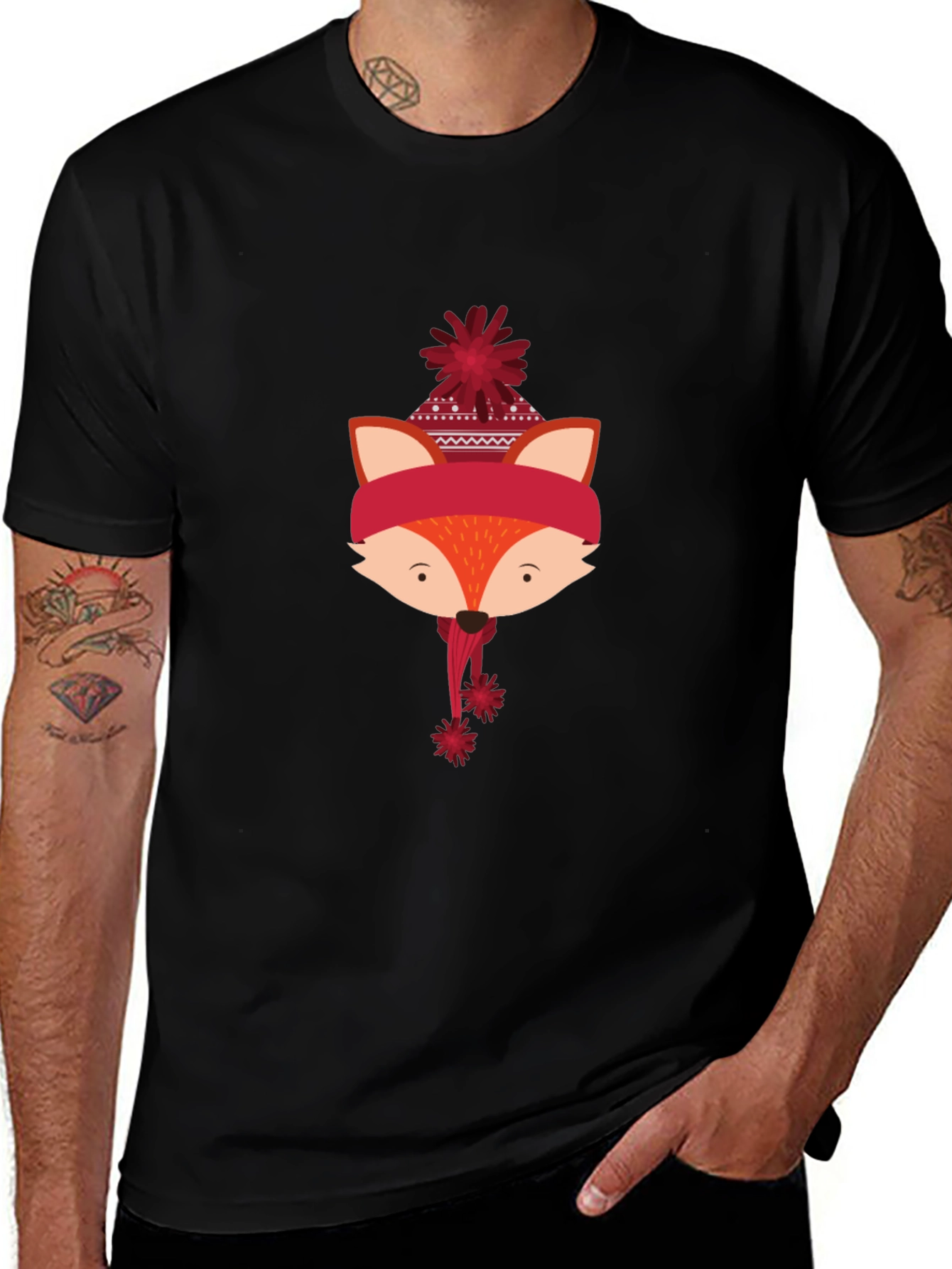 Festive Fox Graphic Tee - Holiday Style