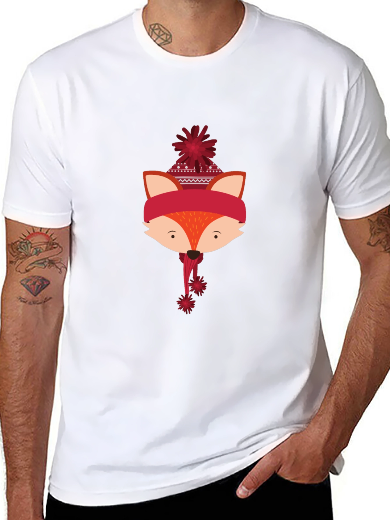 Festive Fox Graphic Tee - Holiday Style