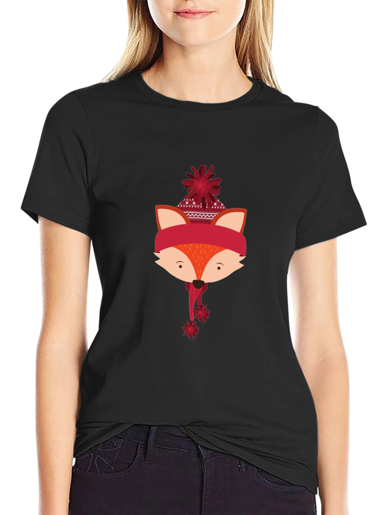 Festive Fox Graphic Tee - Holiday Style