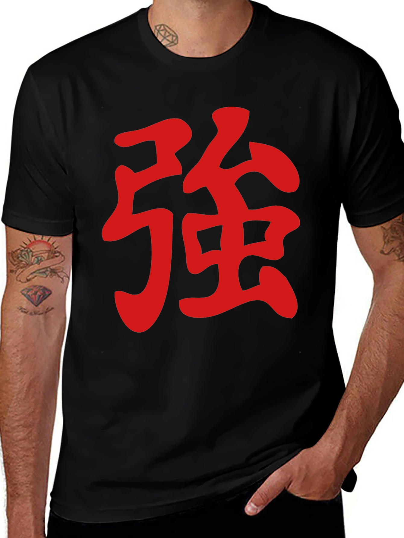 Red Kanji Symbol on Black Tee