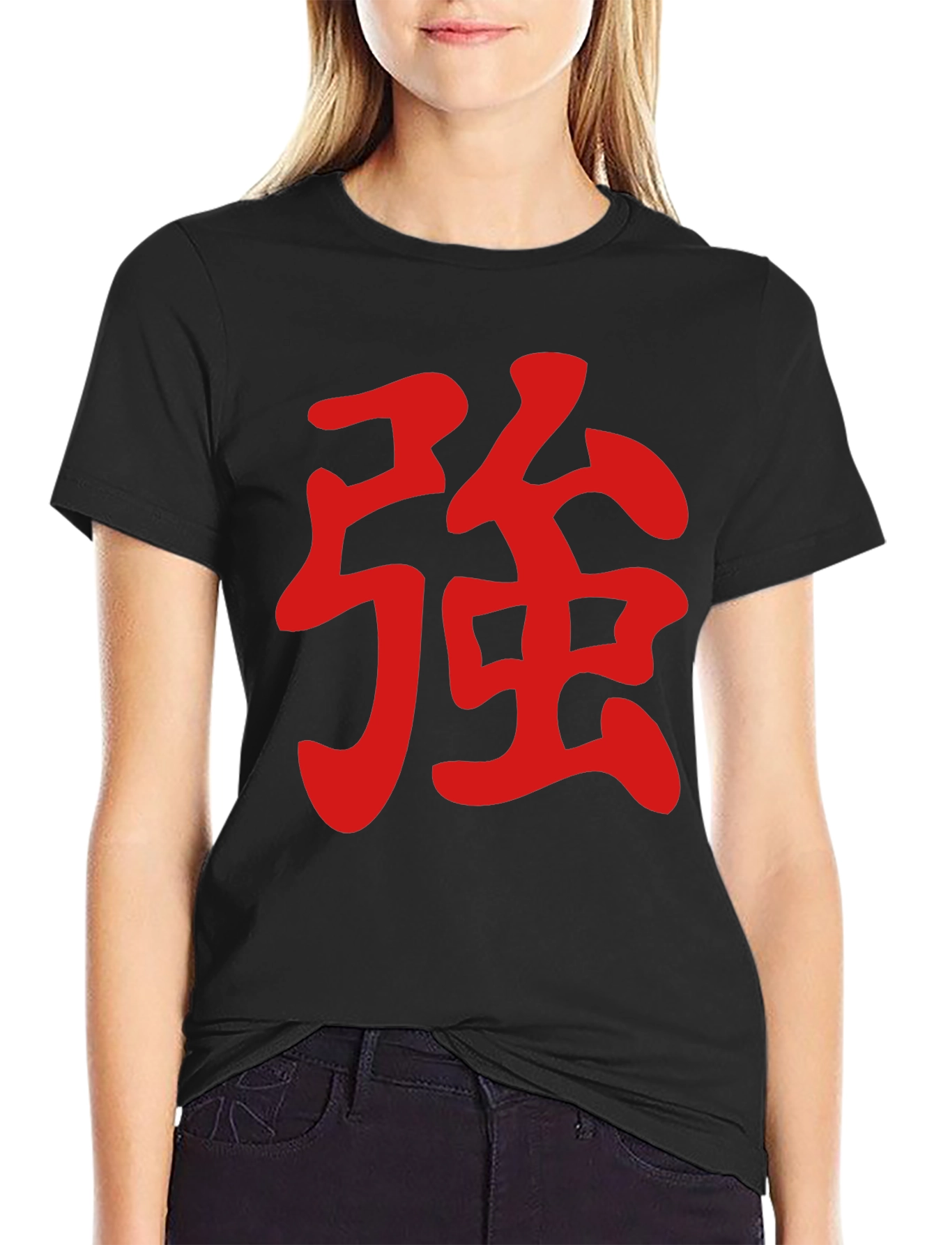Red Kanji Symbol on Black Tee