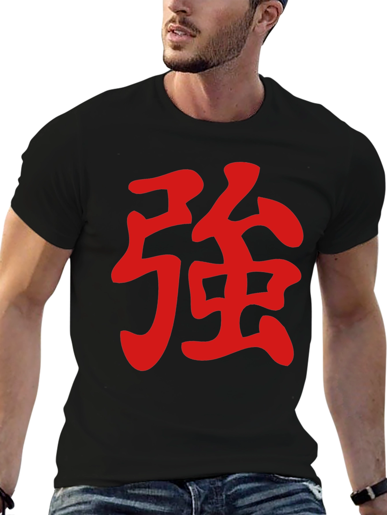 Red Kanji Symbol on Black Tee
