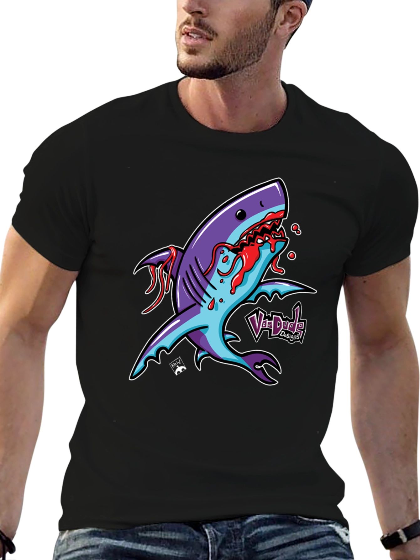 Shark Attack Graphic T-Shirt - Bold Cartoon Design