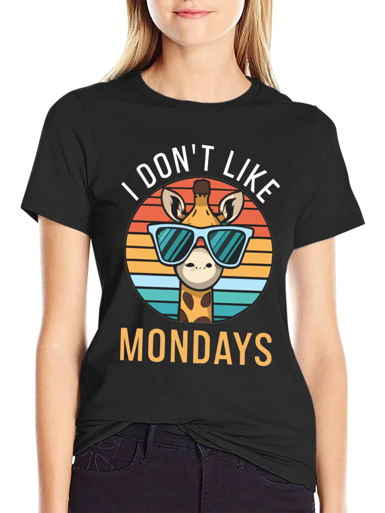 Funny Giraffe I Dont Like Mondays Graphic T-Shirt
