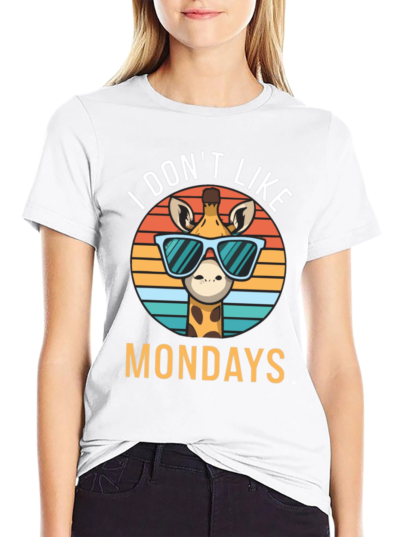 Funny Giraffe I Dont Like Mondays Graphic T-Shirt