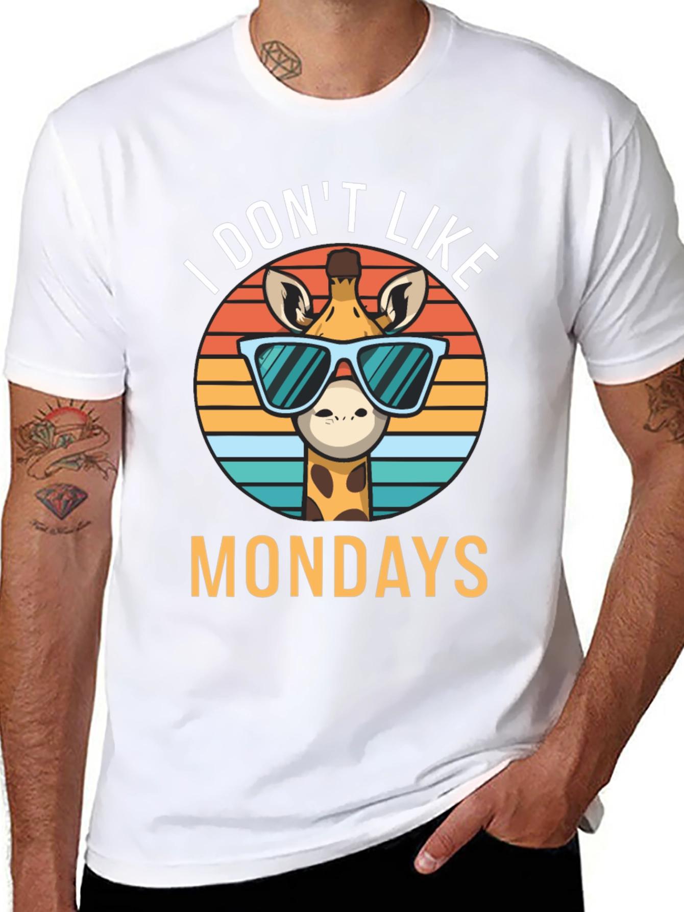 Funny Giraffe I Dont Like Mondays Graphic T-Shirt
