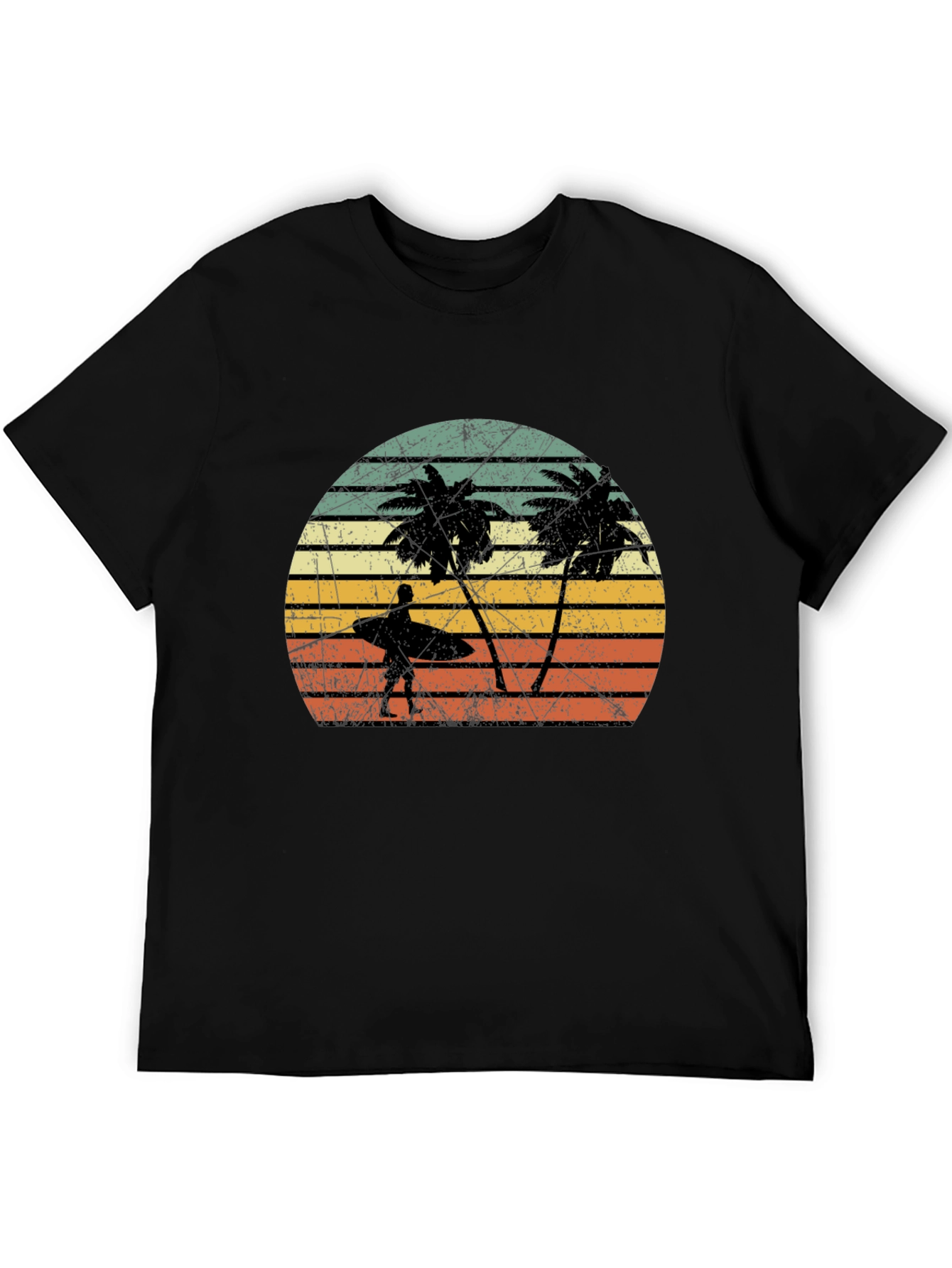 Retro Palm Tree Surfer Graphic Tee