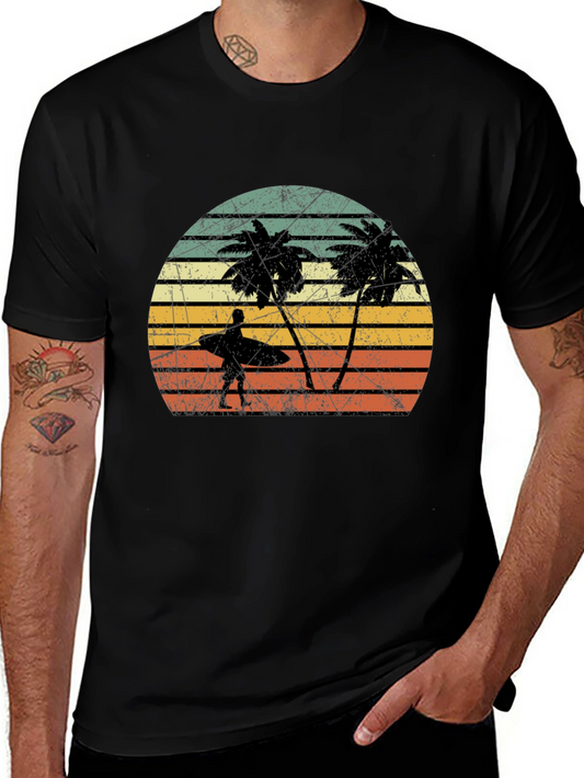 Retro Palm Tree Surfer Graphic Tee