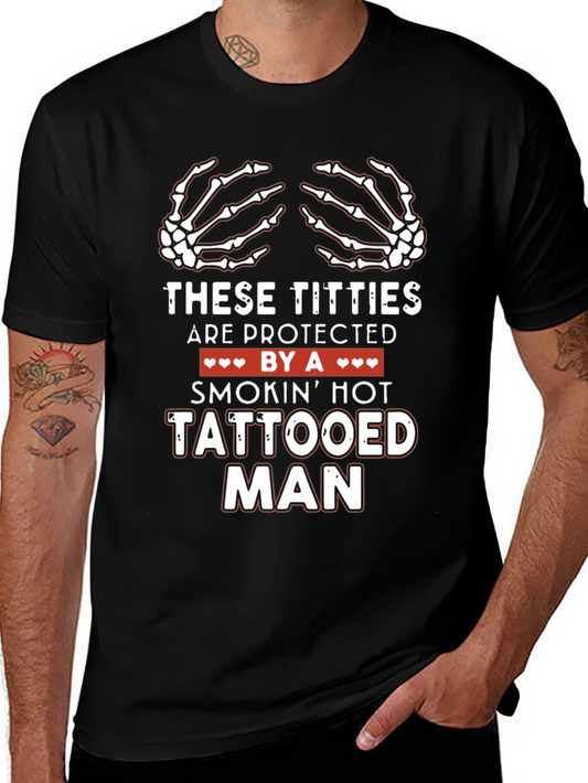 Protected Titties Skeleton Hands Graphic Tee - Novelty Humor T-Shirt