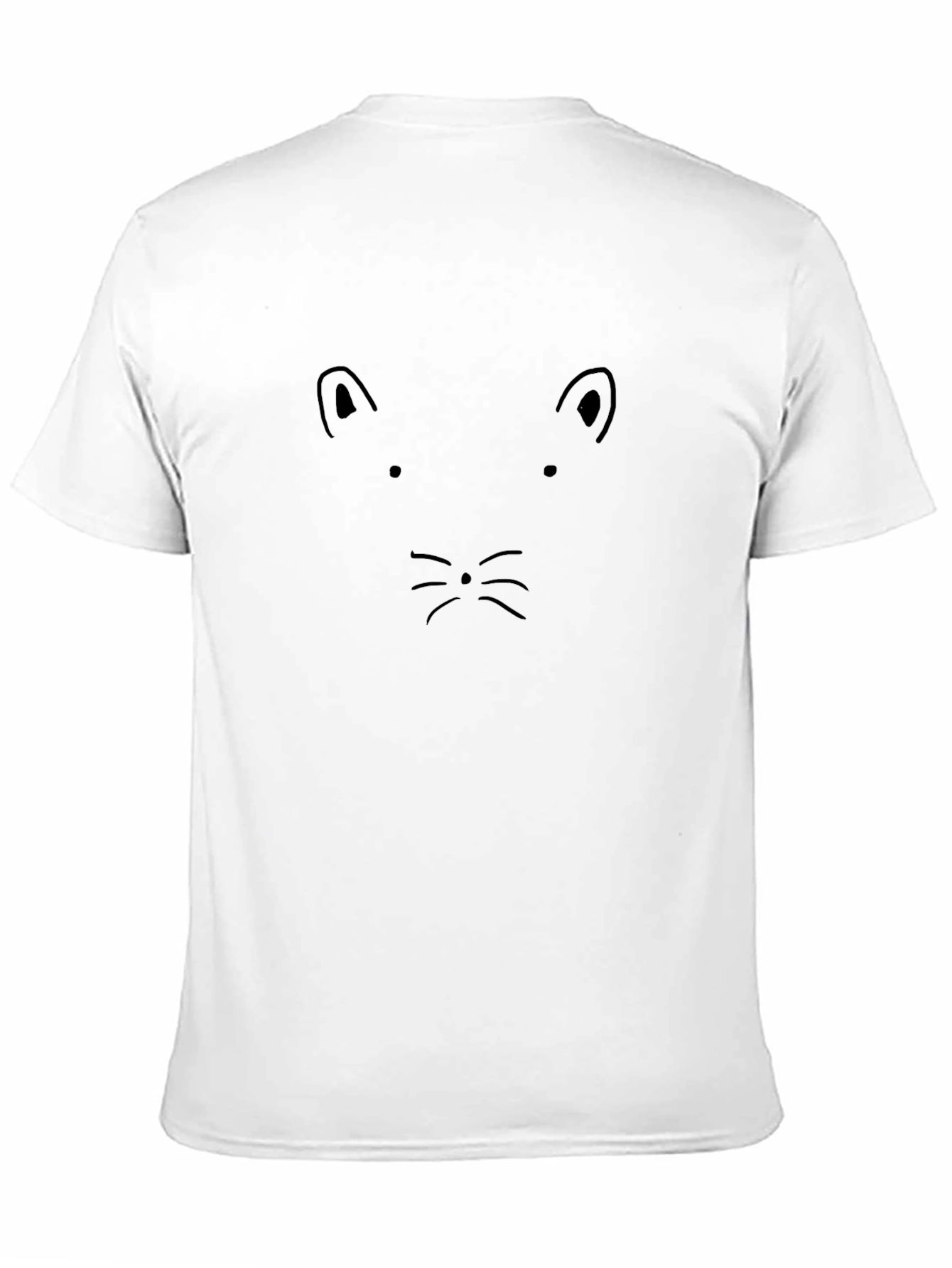 Minimalist Cat Face Black T-Shirt