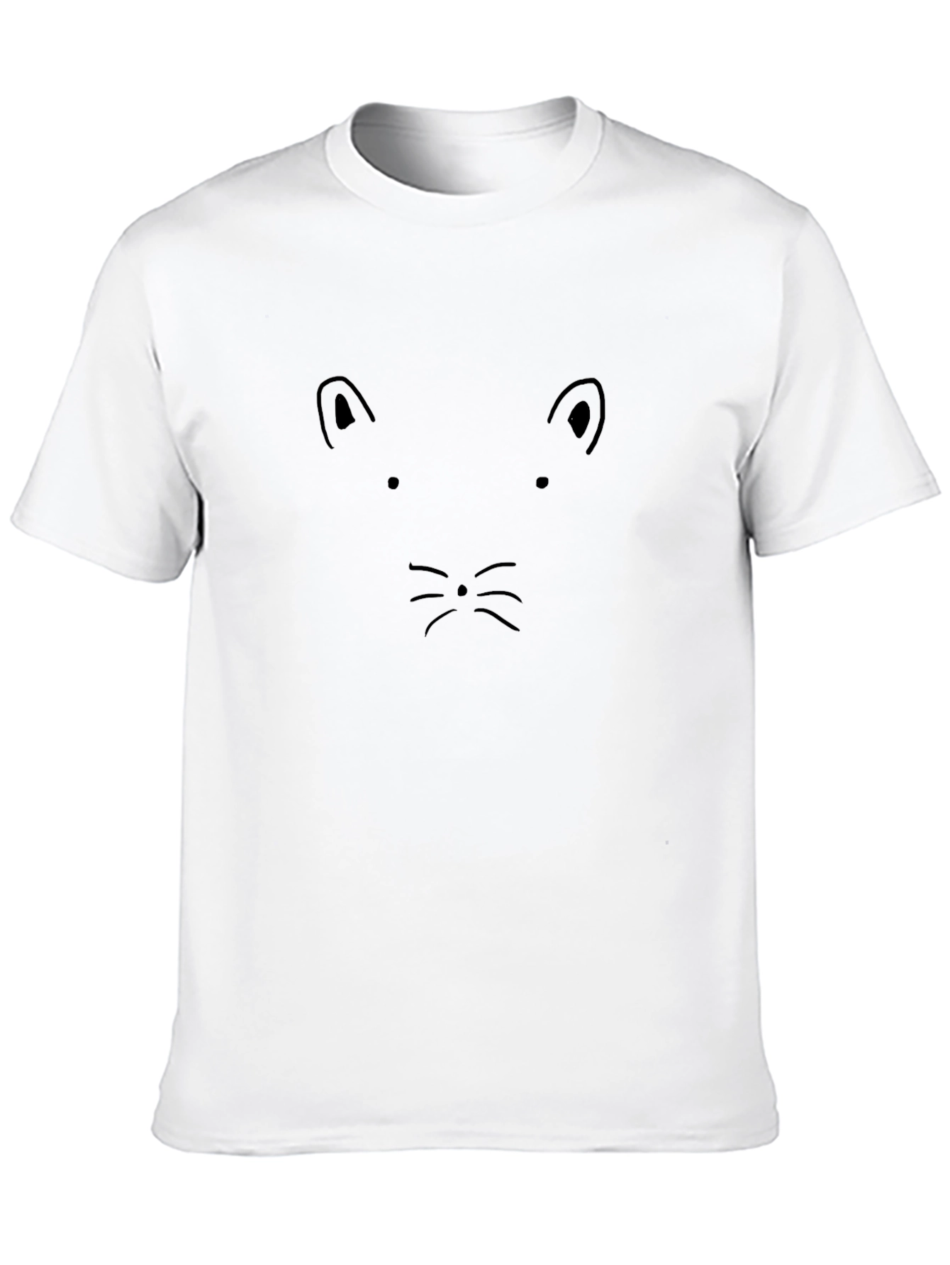 Minimalist Cat Face Black T-Shirt