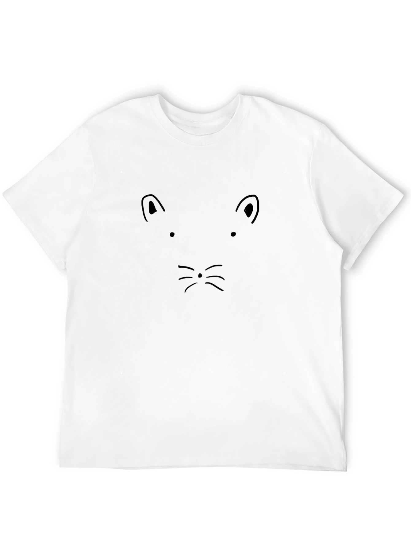 Minimalist Cat Face Black T-Shirt