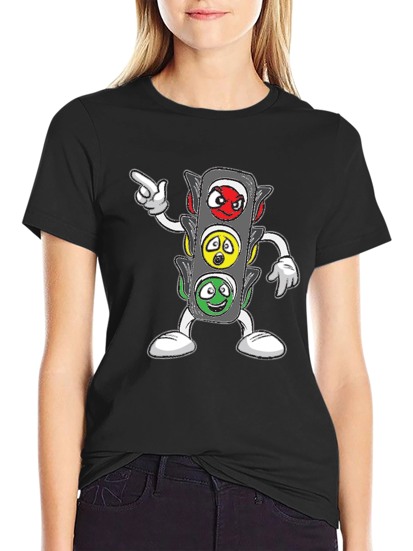 Cartoon Traffic Light Graphic T-Shirt