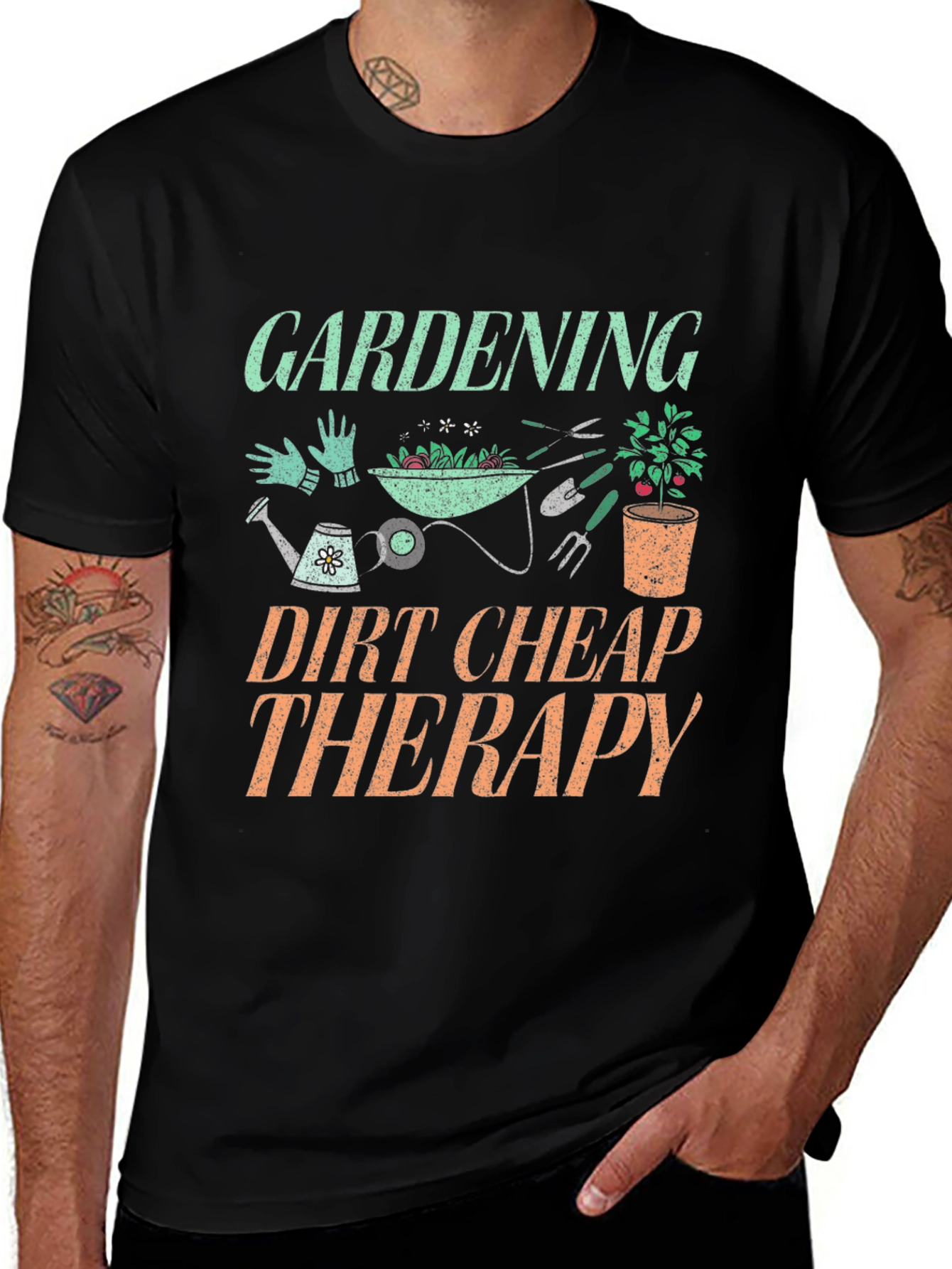 Gardening Dirt Cheap Therapy Graphic T-Shirt