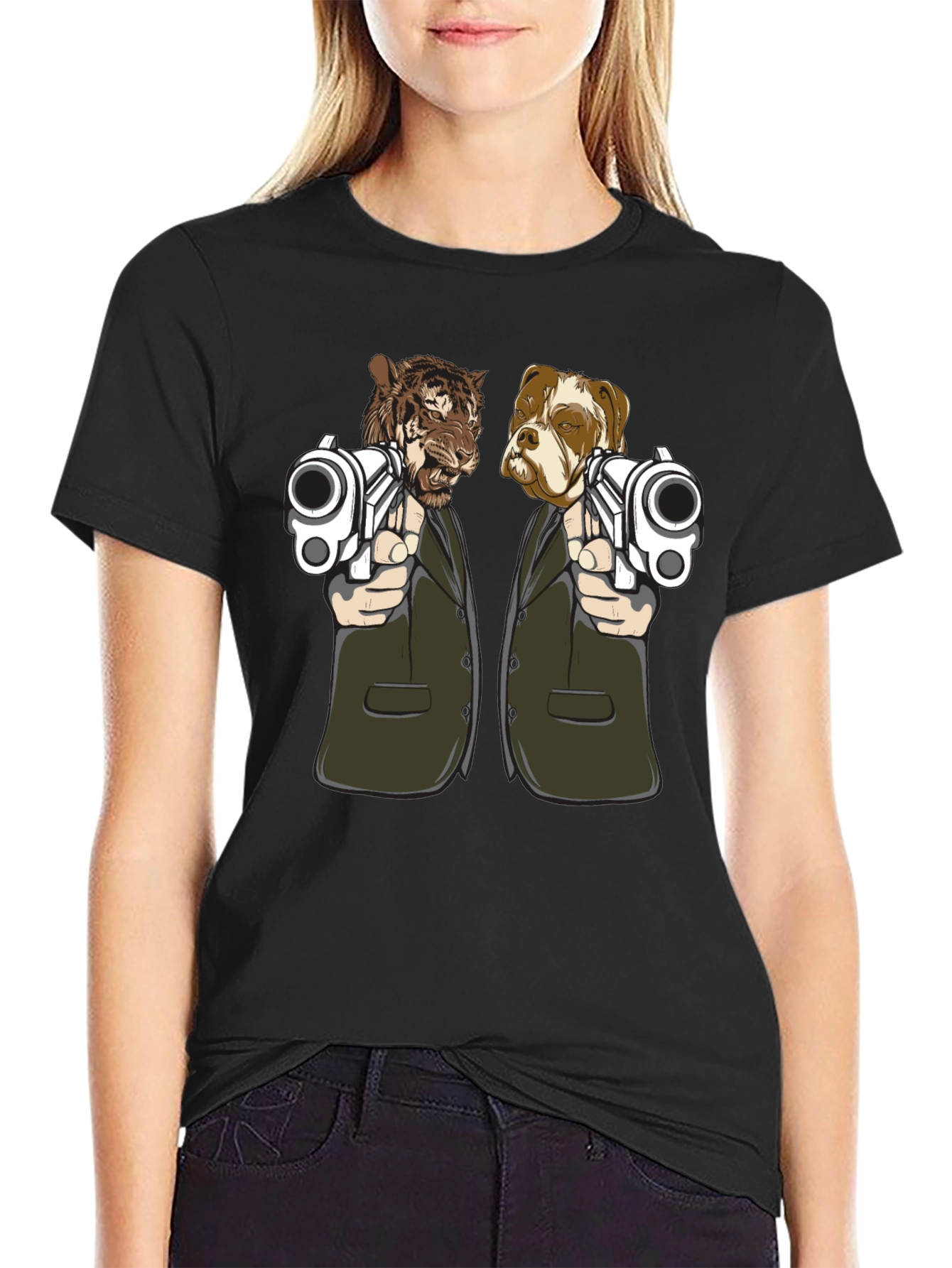 Gangster Animals Graphic Tee - Tiger & Dog