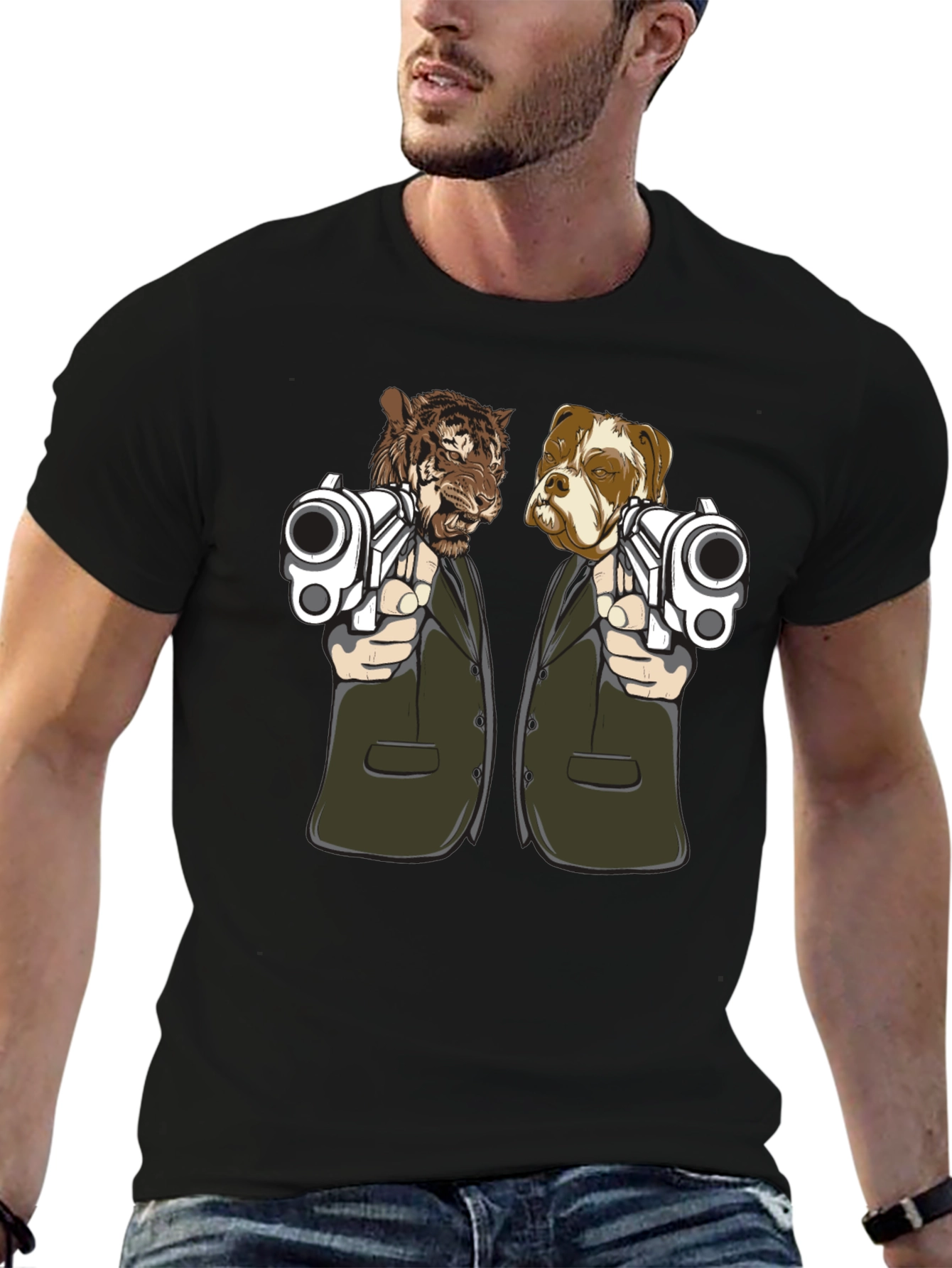 Gangster Animals Graphic Tee - Tiger & Dog