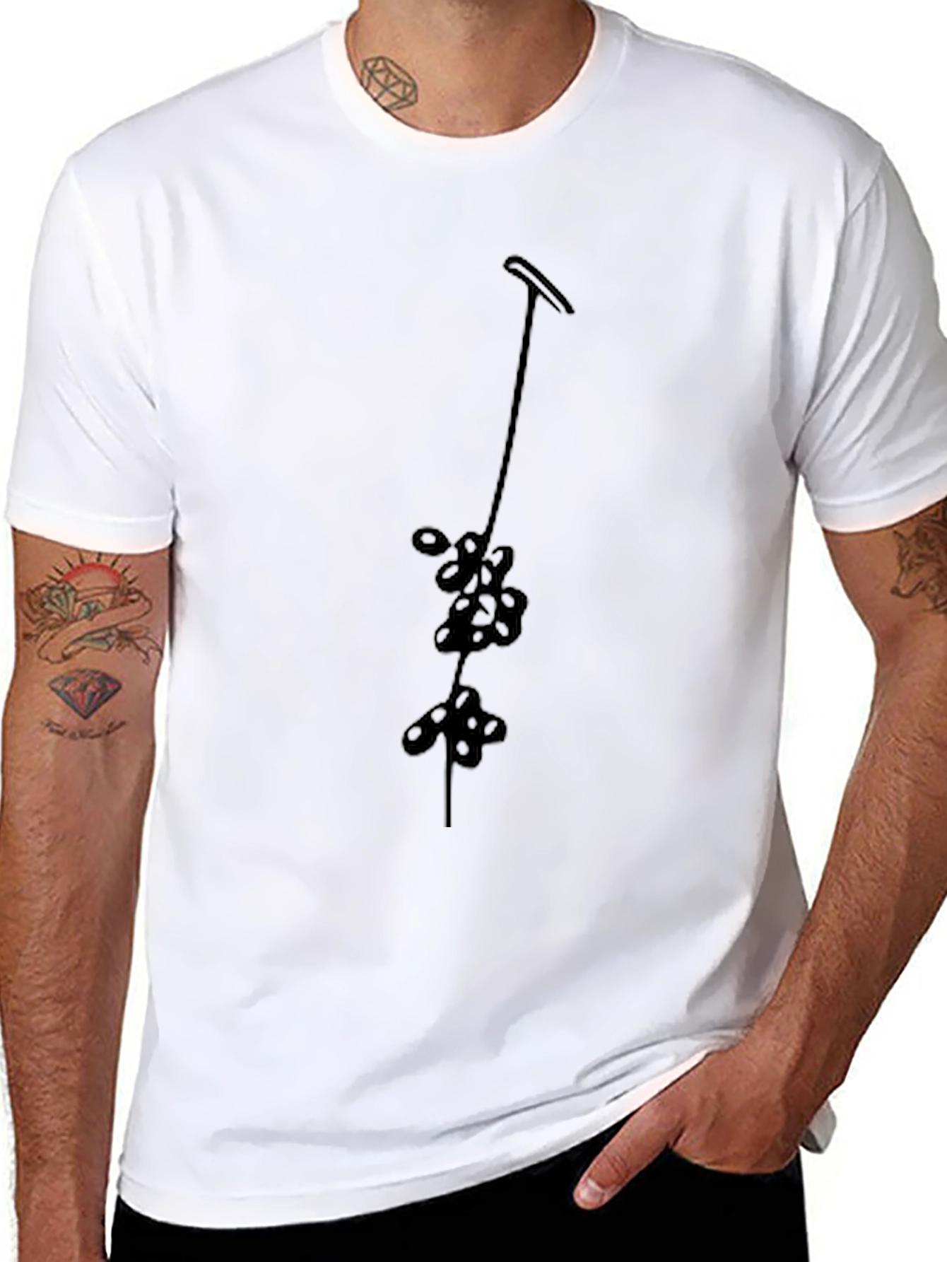 Minimalist Floral Vine Black T-Shirt