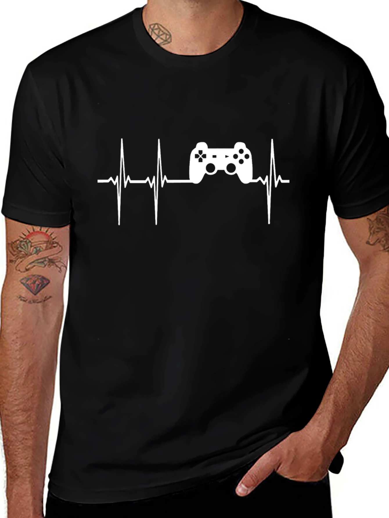 Gamer Heartbeat Black T-Shirt