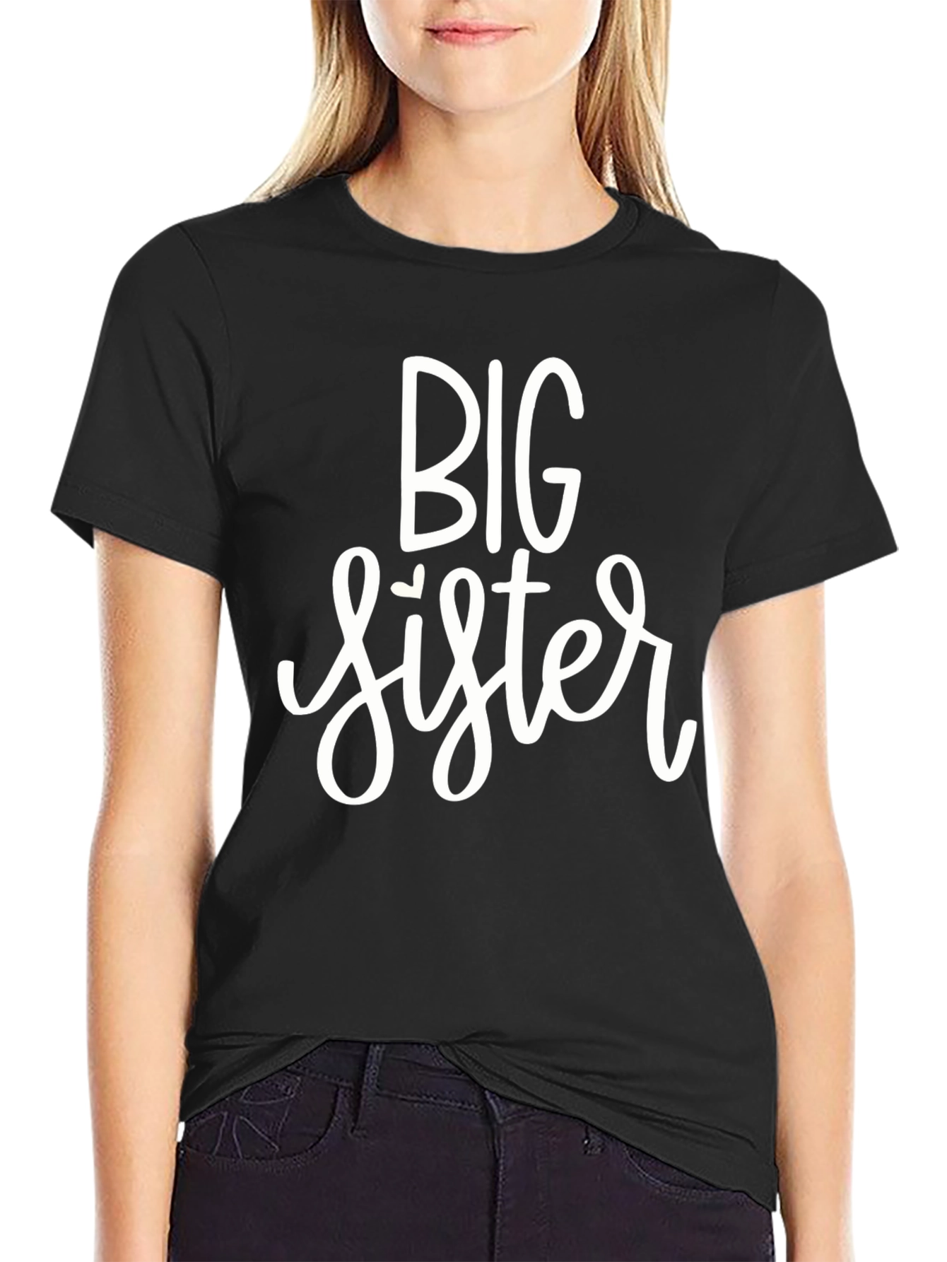 Big Sister Tee - Black Cotton Shirt