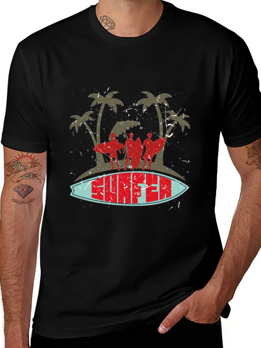 Retro Surfer Graphic T-Shirt - Beach Vibes