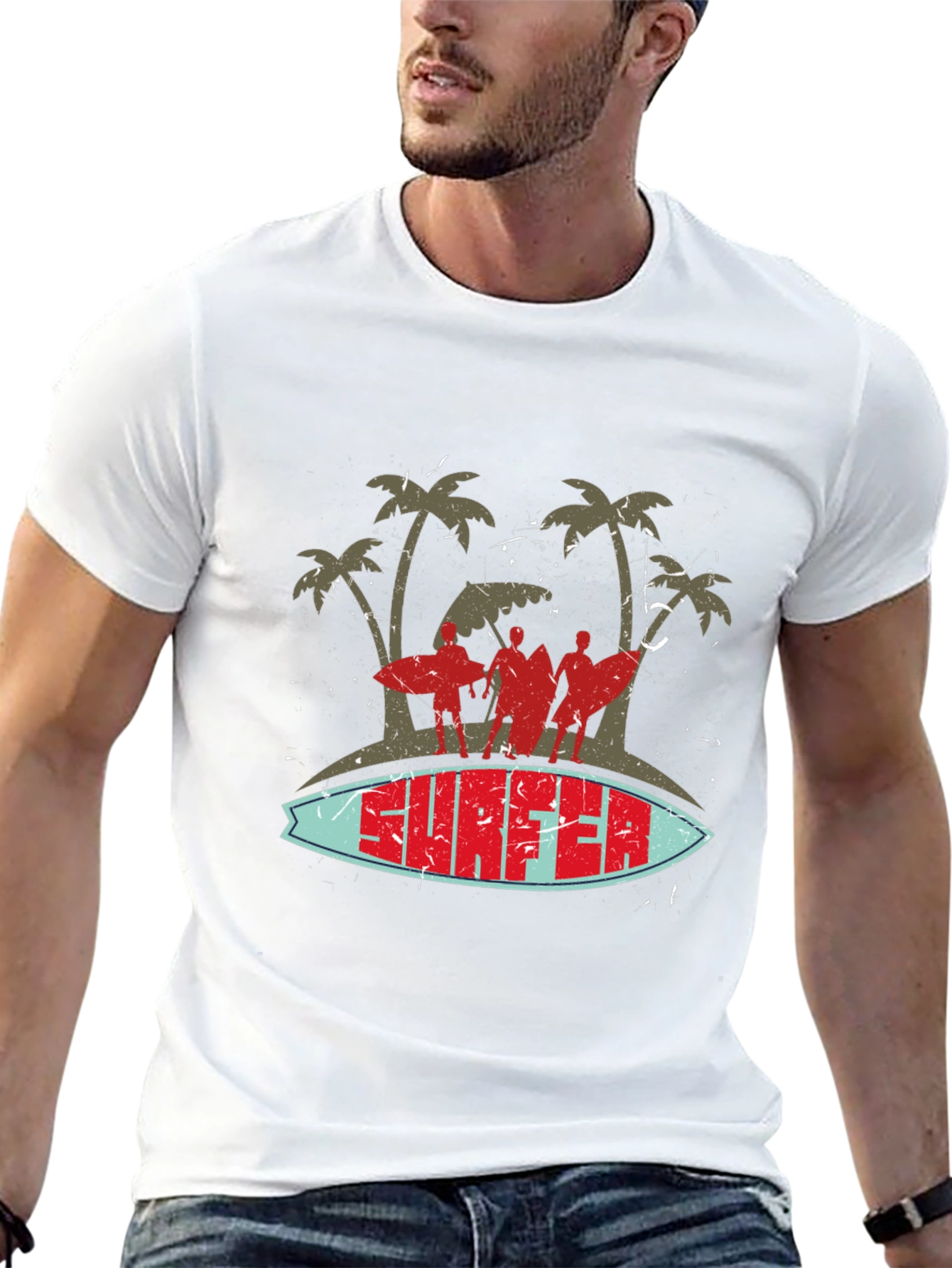 Retro Surfer Graphic T-Shirt - Beach Vibes