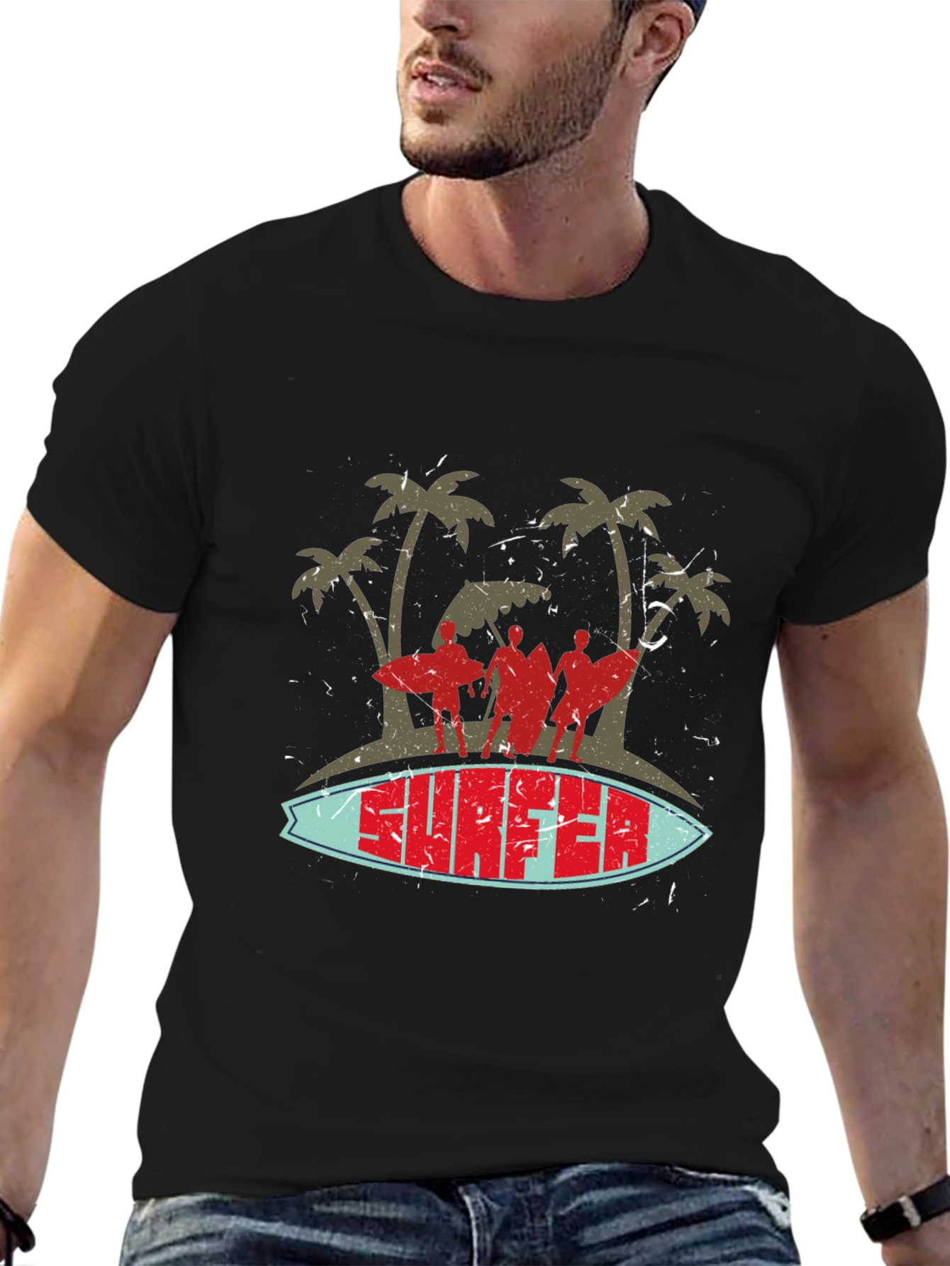 Retro Surfer Graphic T-Shirt - Beach Vibes