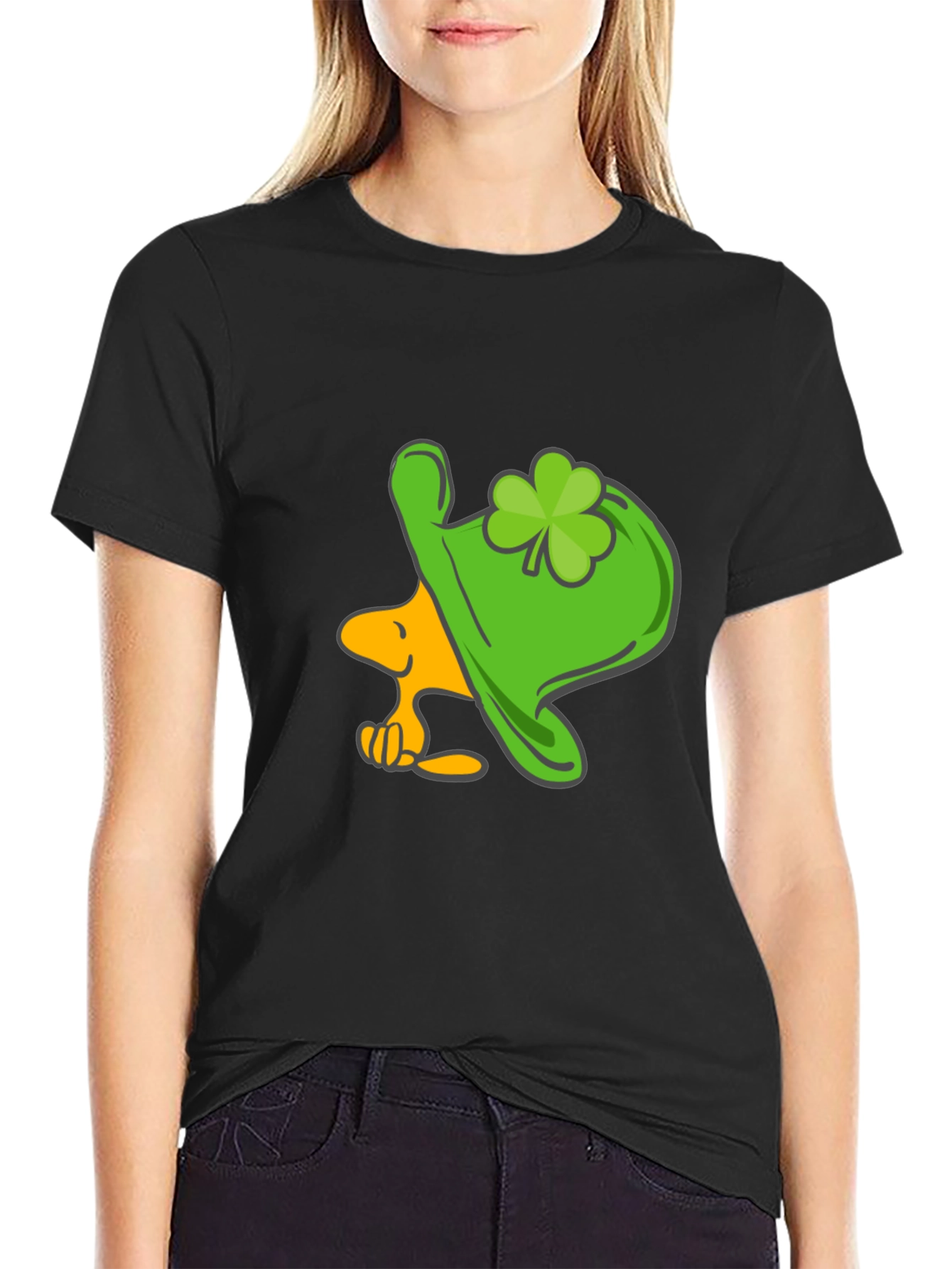 Lucky Snoopy St. Patricks Day Black T-Shirt