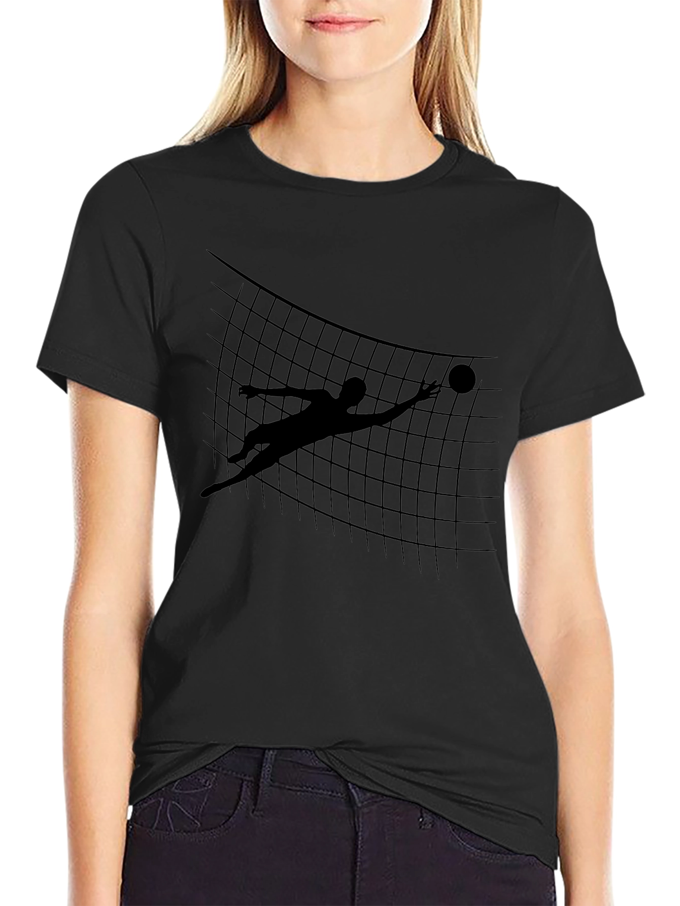 Volleyball Silhouette Graphic Tee - Black
