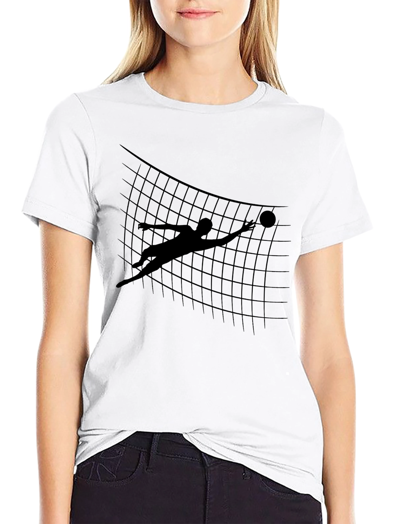 Volleyball Silhouette Graphic Tee - Black