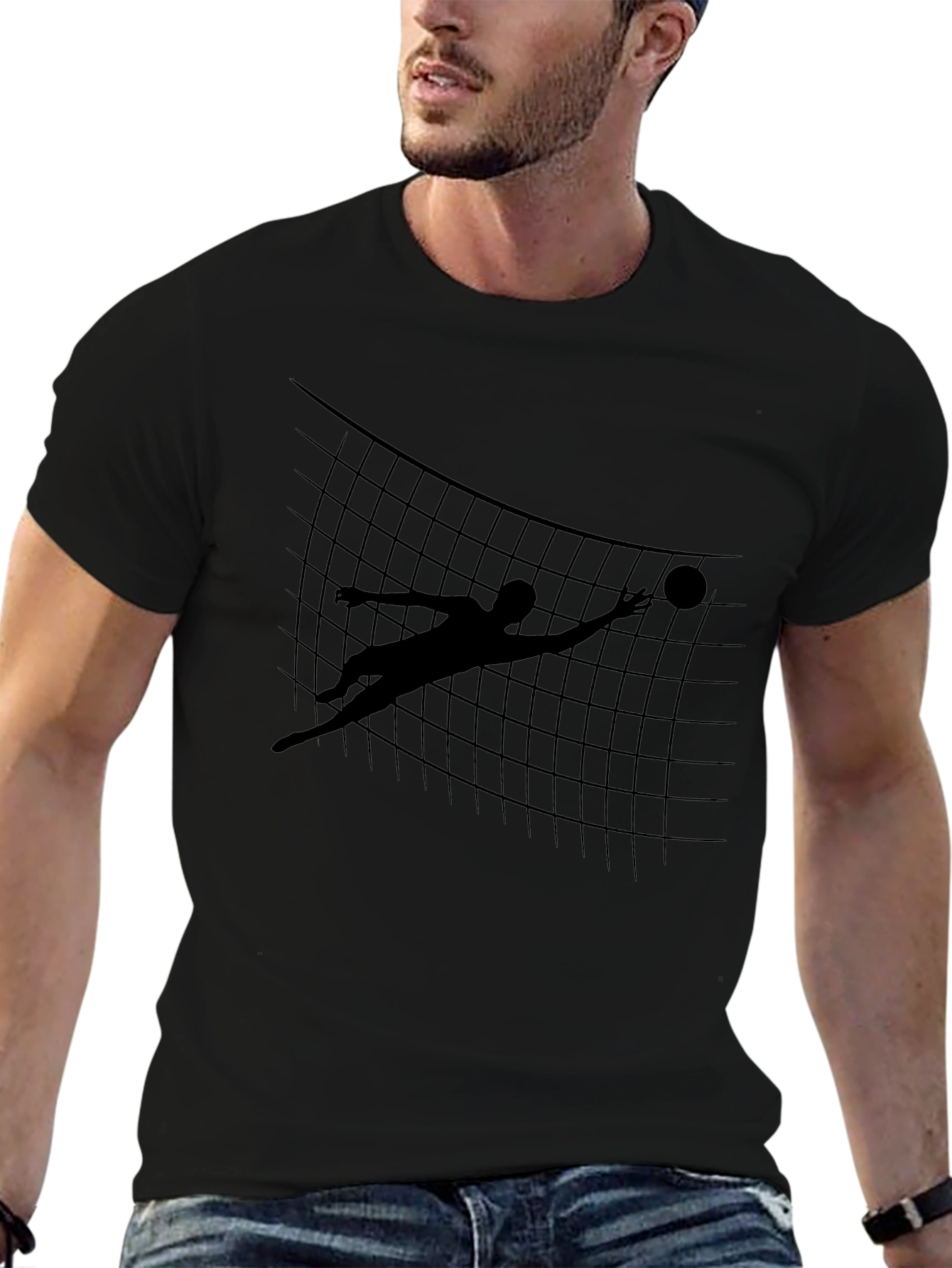 Volleyball Silhouette Graphic Tee - Black
