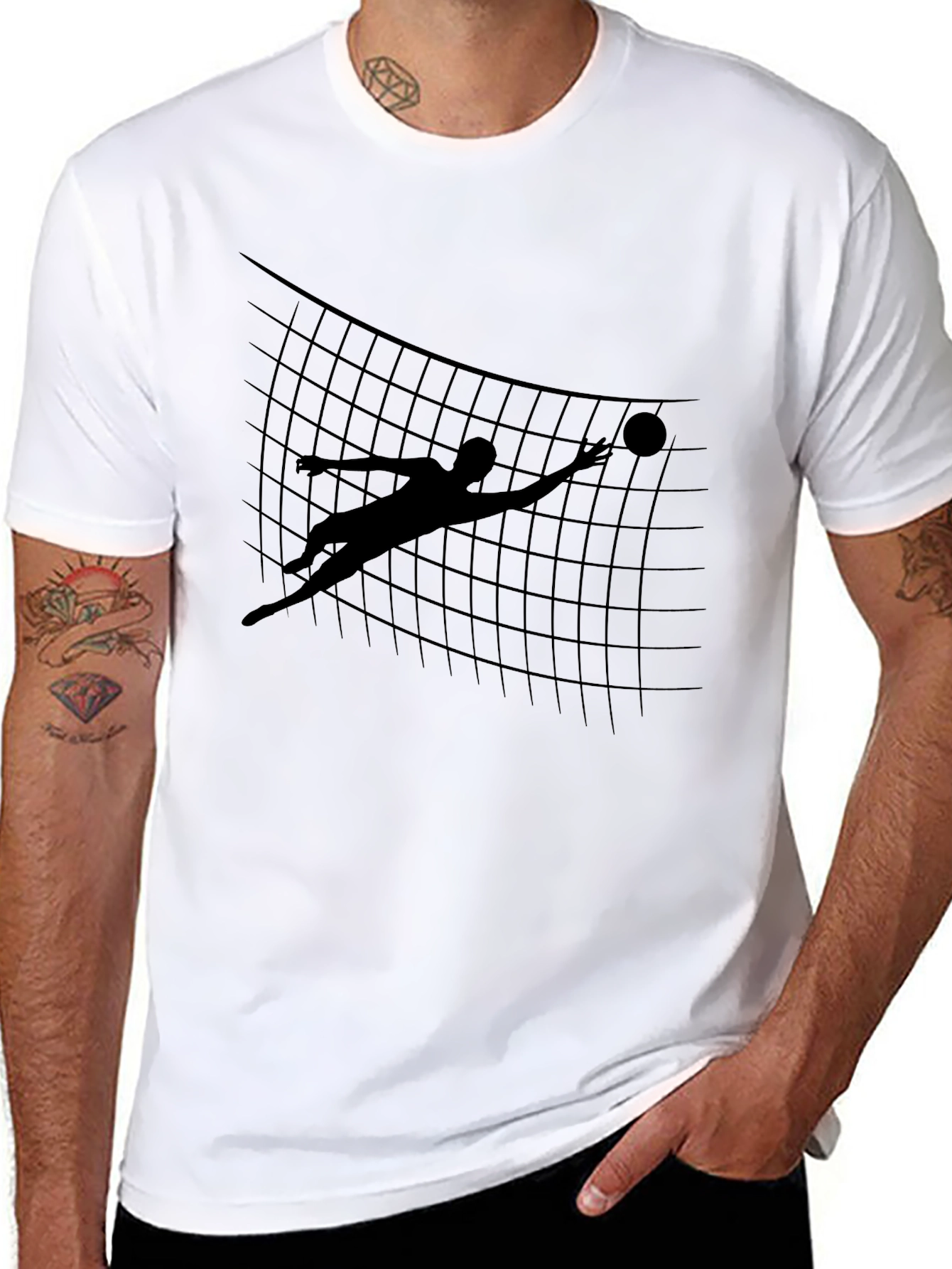 Volleyball Silhouette Graphic Tee - Black